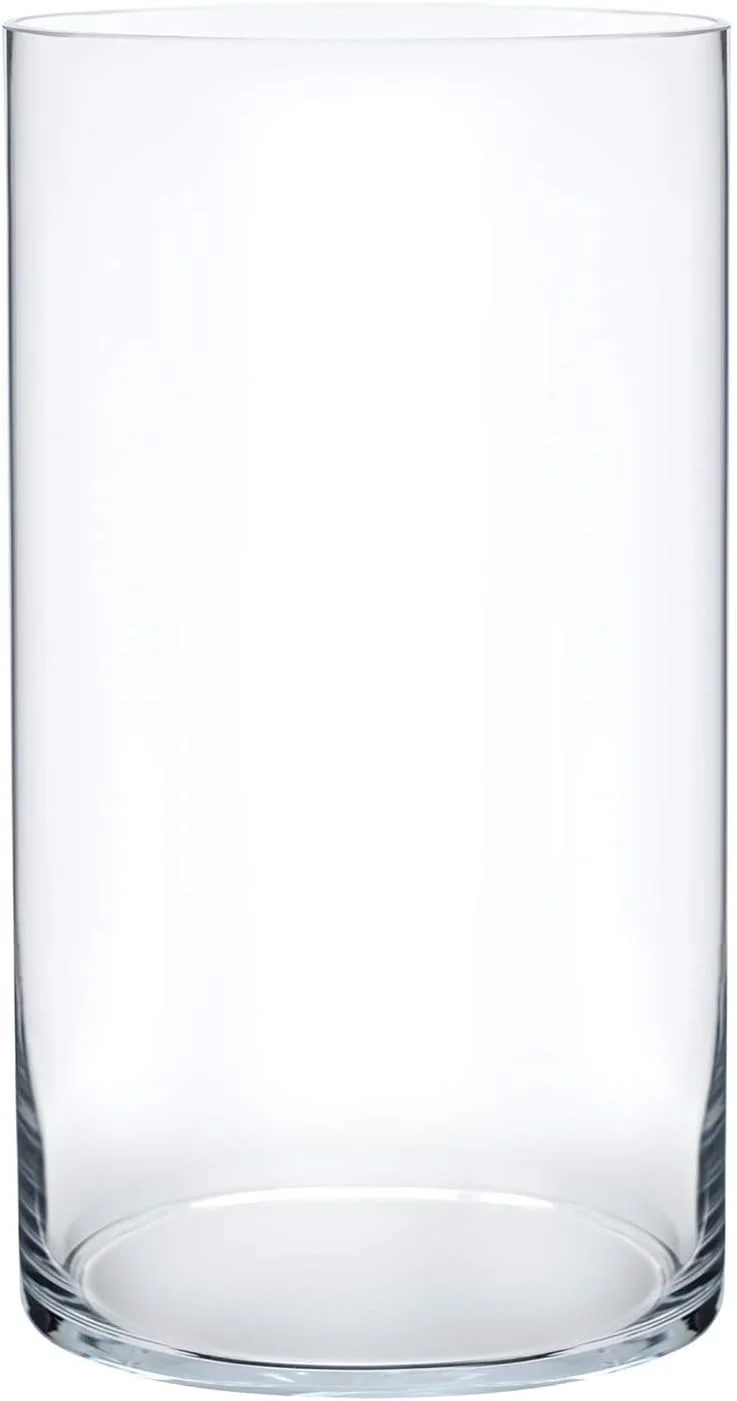 گلدان شیشه ای گل رویال ایمپورتز (15 سانتی متر عرض x 30 سانتی متر ارتفاع، شفاف) - گلدان دکوری برای منزل یا عروسی - شکل استوانه ای، 30 سانتی متر ارتفاع، 15 سانتی متر دهانه، شفاف