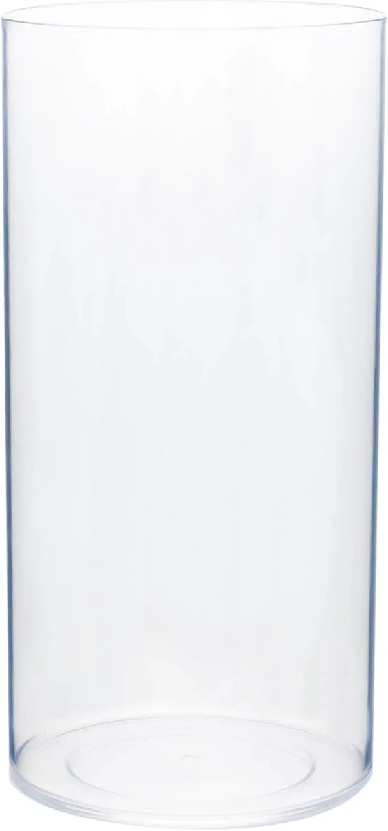 گلدان استوانه ای اکریلیک Royal Imports - تزیینی برای منزل یا عروسی - پلاستیک نشکن، 5"X10" گرد بلند - شفاف