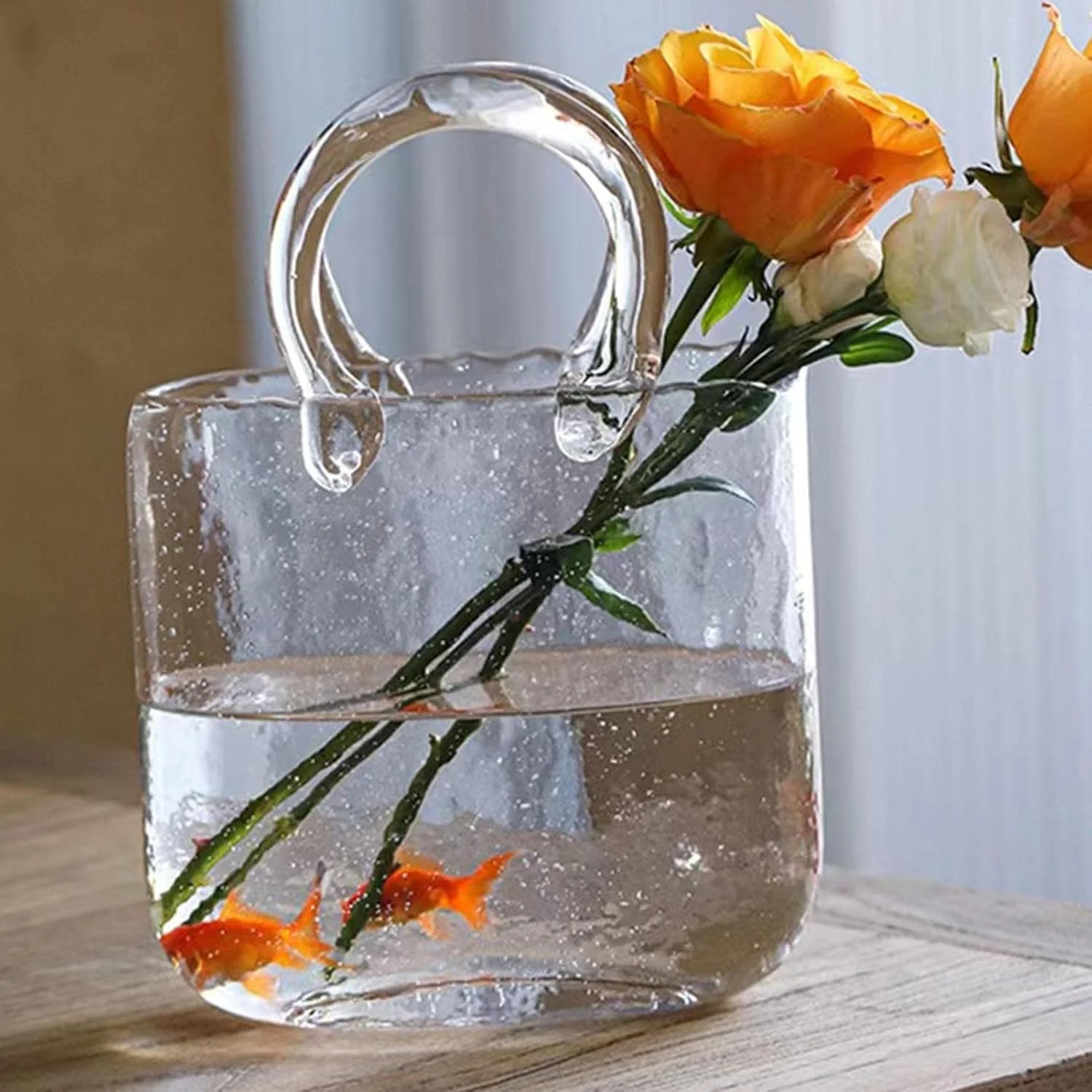 گلدان شیشه ای شفاف طرح دار | گلدان های شیشه ای تنگ ماهی دست ساز، گلدان گل طرح دار، آکواریوم ماهی منحصر به فرد برای عروسی منزل