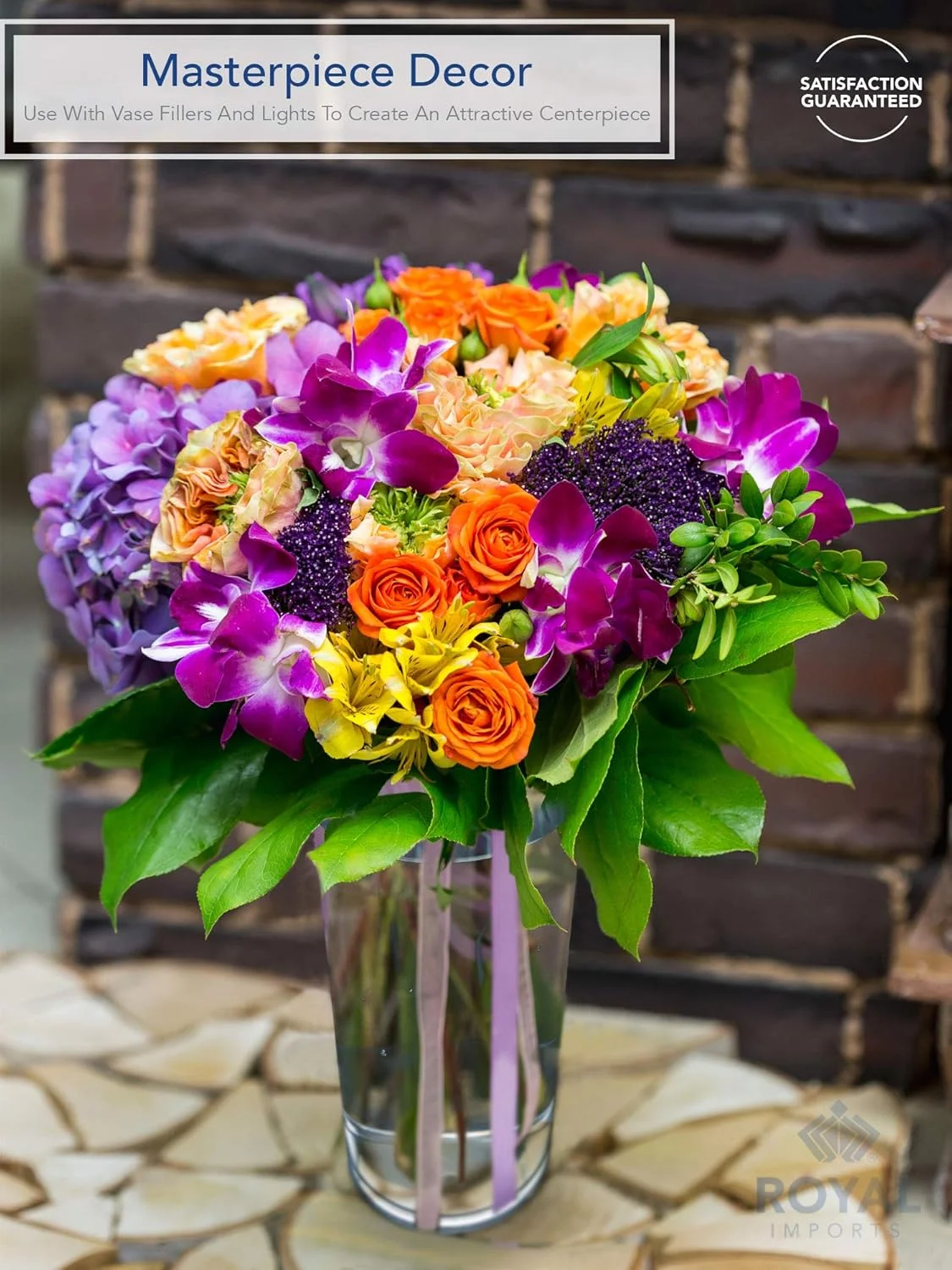 گلدان استوانه ای اکریلیک Royal Imports - تزیینی برای منزل یا عروسی - پلاستیک نشکن، 5"X10" گرد بلند - شفاف