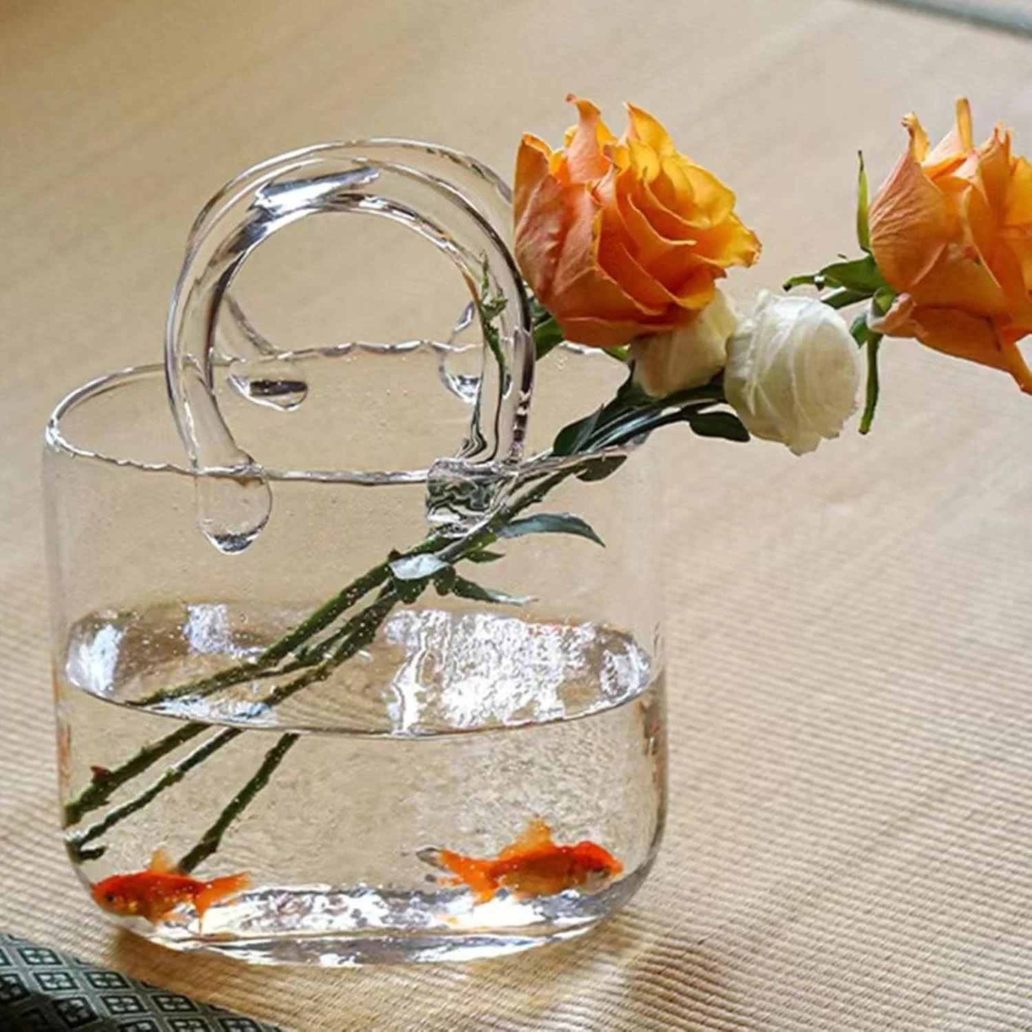 گلدان شیشه ای شفاف طرح دار | گلدان های شیشه ای تنگ ماهی دست ساز، گلدان گل طرح دار، آکواریوم ماهی منحصر به فرد برای عروسی منزل