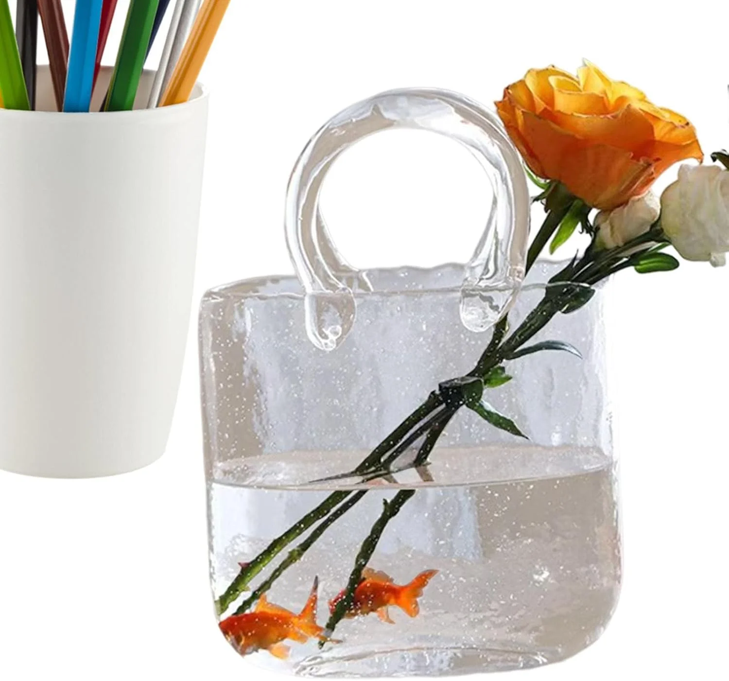 گلدان شیشه ای شفاف طرح دار | گلدان های شیشه ای تنگ ماهی دست ساز، گلدان گل طرح دار، آکواریوم ماهی منحصر به فرد برای عروسی منزل