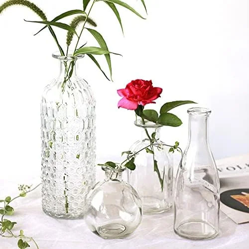 ست 12 عددی گلدان شیشه ای توپی کوچک SOUJOY، گلدان مینیاتوری منحصر به فرد با ارتفاع کم، تزیینات گل شفاف برای دکوراسیون منزل، عروسی، چیدمان گل، رویدادها، مهمانی ها