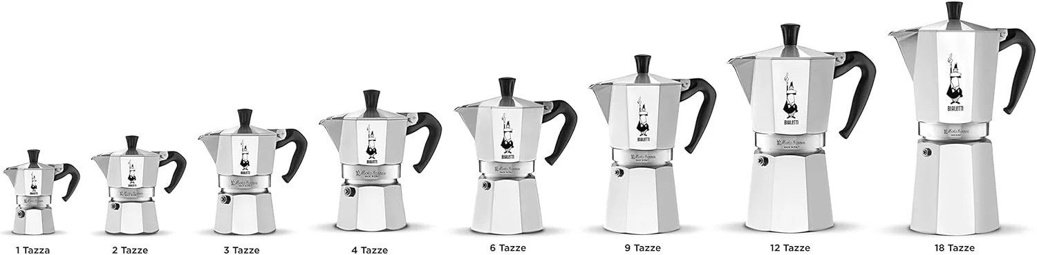 بیالتی موکا اکسپرس 4 فنجان اسپرسو ساز/پرکولاتور/اجاق گاز برای موکای ایتالیایی، نقره ای