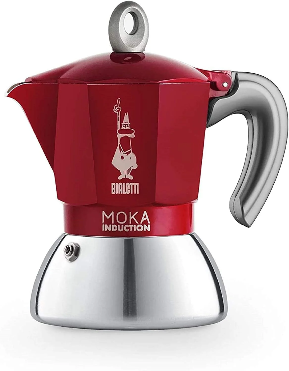 قهوه ساز موکا القایی بیالتی مدل New Moka، 4 فنجان، 150 میلی لیتر، آلومینیوم، قرمز، سازگار با اجاق گاز القایی و اجاق گاز معمولی: ساخت ایتالیا