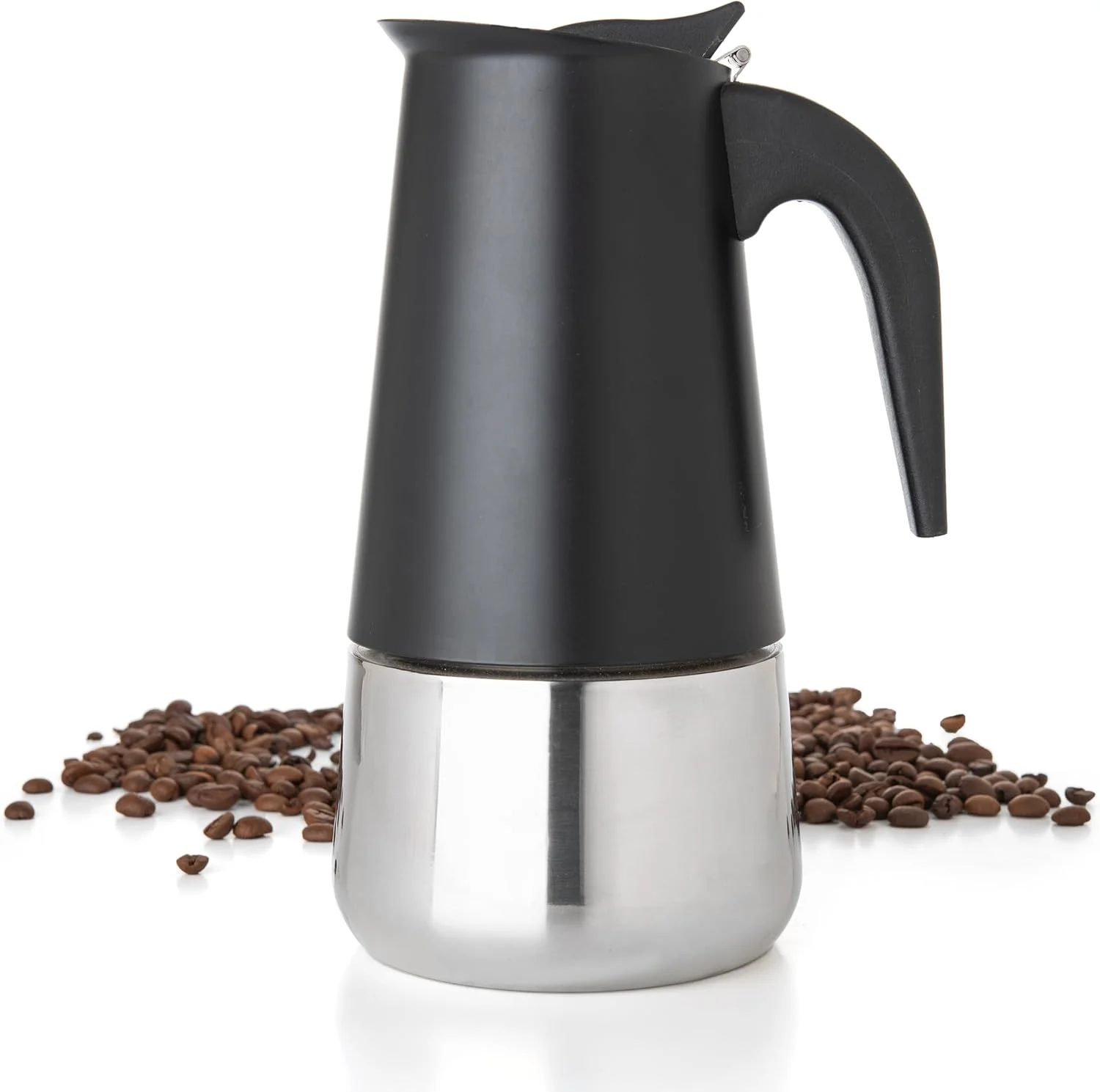 Mixpresso قهوه ساز روگازی 9 فنجانی، قهوه ساز اسپرسو، قهوه جوش موکا با طراحی قهوه ساز پرکولاتور، قهوه ساز اسپرسو روگازی استیل ضد زنگ، قهوه ساز ایتالیایی (مشکی)