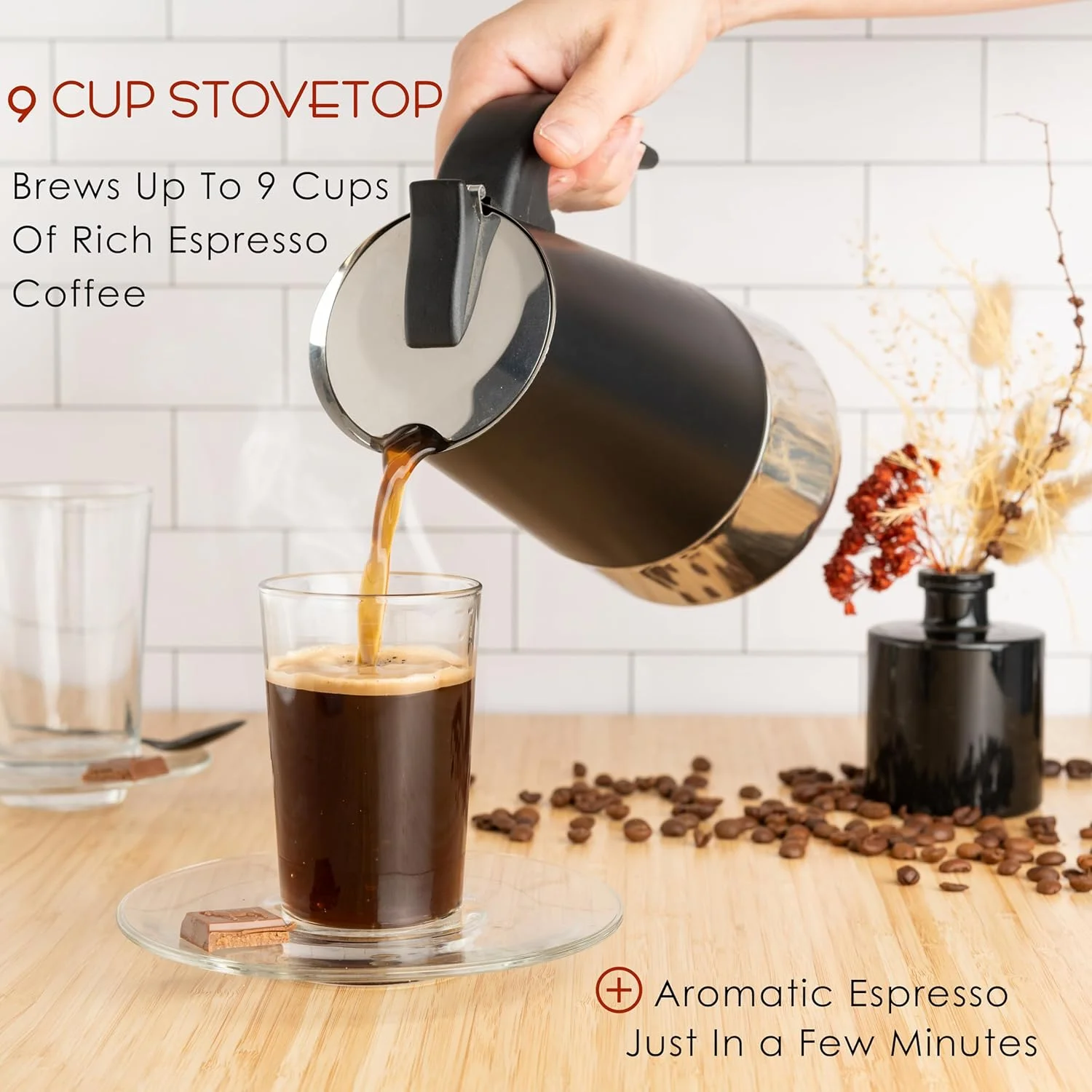 Mixpresso قهوه ساز روگازی 9 فنجانی، قهوه ساز اسپرسو، قهوه جوش موکا با طراحی قهوه ساز پرکولاتور، قهوه ساز اسپرسو روگازی استیل ضد زنگ، قهوه ساز ایتالیایی (مشکی) Mixpresso قهوه ساز روگازی 9 فنجانی، قهوه ساز اسپرسو، قهوه جوش موکا با طراحی قهوه ساز پرکولاتور، قهوه ساز اسپرسو روگازی استیل ضد زنگ، قهوه ساز ایتالیایی (مشکی)