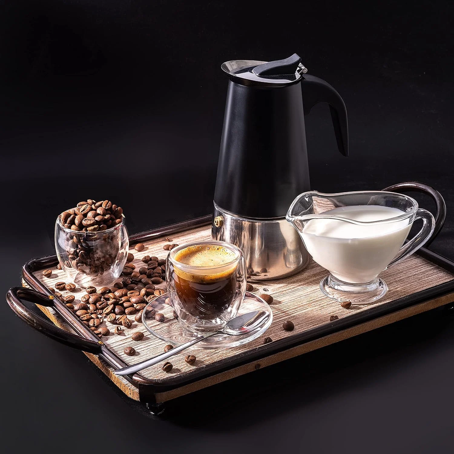 Mixpresso قهوه ساز روگازی 9 فنجانی، قهوه ساز اسپرسو، قهوه جوش موکا با طراحی قهوه ساز پرکولاتور، قهوه ساز اسپرسو روگازی استیل ضد زنگ، قهوه ساز ایتالیایی (مشکی) Mixpresso قهوه ساز روگازی 9 فنجانی، قهوه ساز اسپرسو، قهوه جوش موکا با طراحی قهوه ساز پرکولاتور، قهوه ساز اسپرسو روگازی استیل ضد زنگ، قهوه ساز ایتالیایی (مشکی)