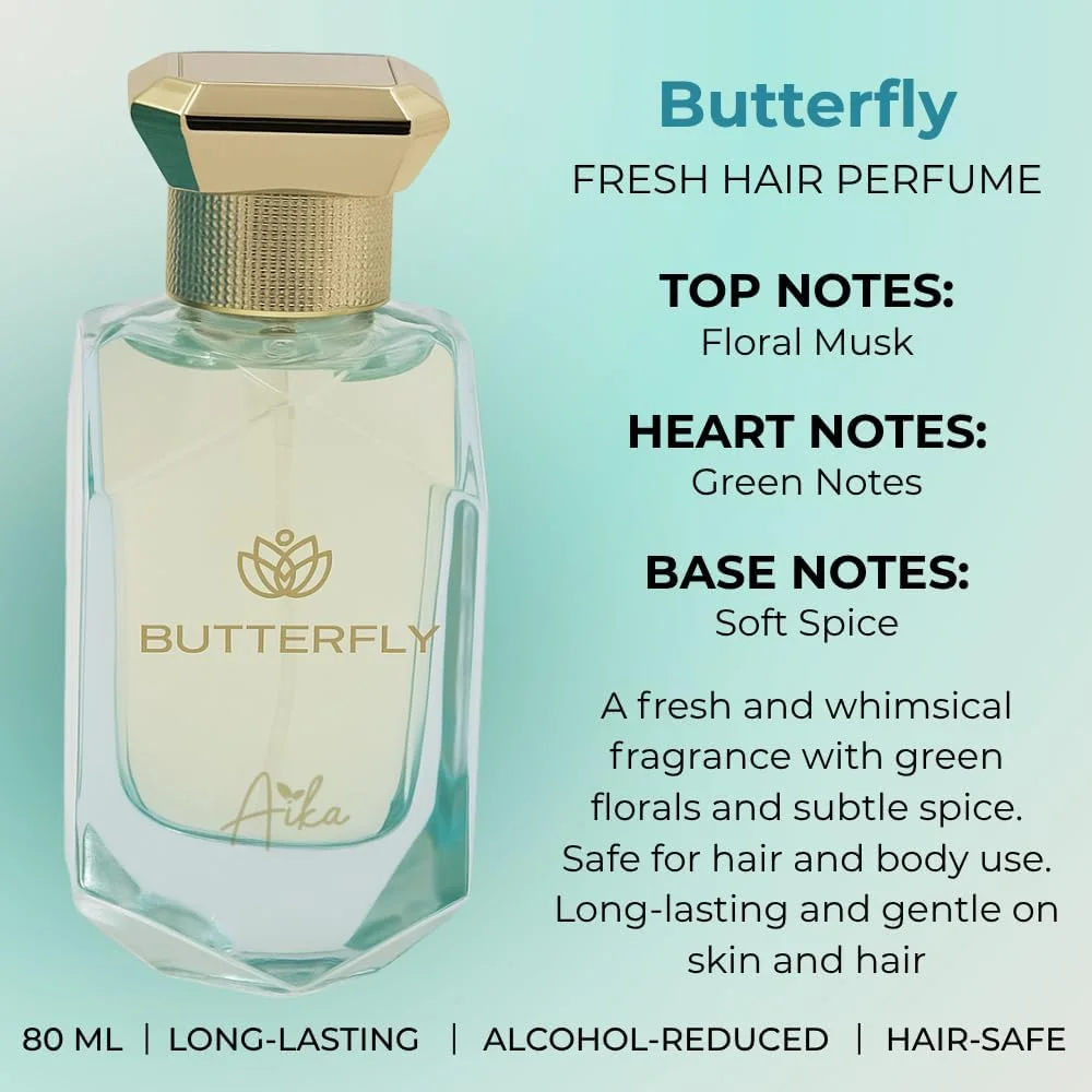 عطر زنانه آیکا مدل Butterfly حجم 80 میلی لیتر، عطر ماندگار برای بدن و مو، عطر بدون الکل با رایحه چرم ادویه دار، نارنج تلخ و چوب عنبر با نت های عمیق چوبی عطر زنانه آیکا مدل Butterfly حجم 80 میلی لیتر، عطر ماندگار برای بدن و مو، عطر بدون الکل با رایحه چرم ادویه دار، نارنج تلخ و چوب عنبر با نت های عمیق چوبی
