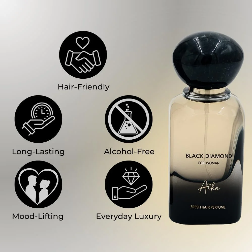 عطر زنانه آیکا بلک دایموند 50 میلی لیتر، عطر ماندگار زنانه برای بدن و مو، عطر بدون الکل زنانه با رایحه ادویه جات، چرم و عنبر با نت های شرقی جسورانه عطر زنانه آیکا بلک دایموند 50 میلی لیتر، عطر ماندگار زنانه برای بدن و مو، عطر بدون الکل زنانه با رایحه ادویه جات، چرم و عنبر با نت های شرقی جسورانه