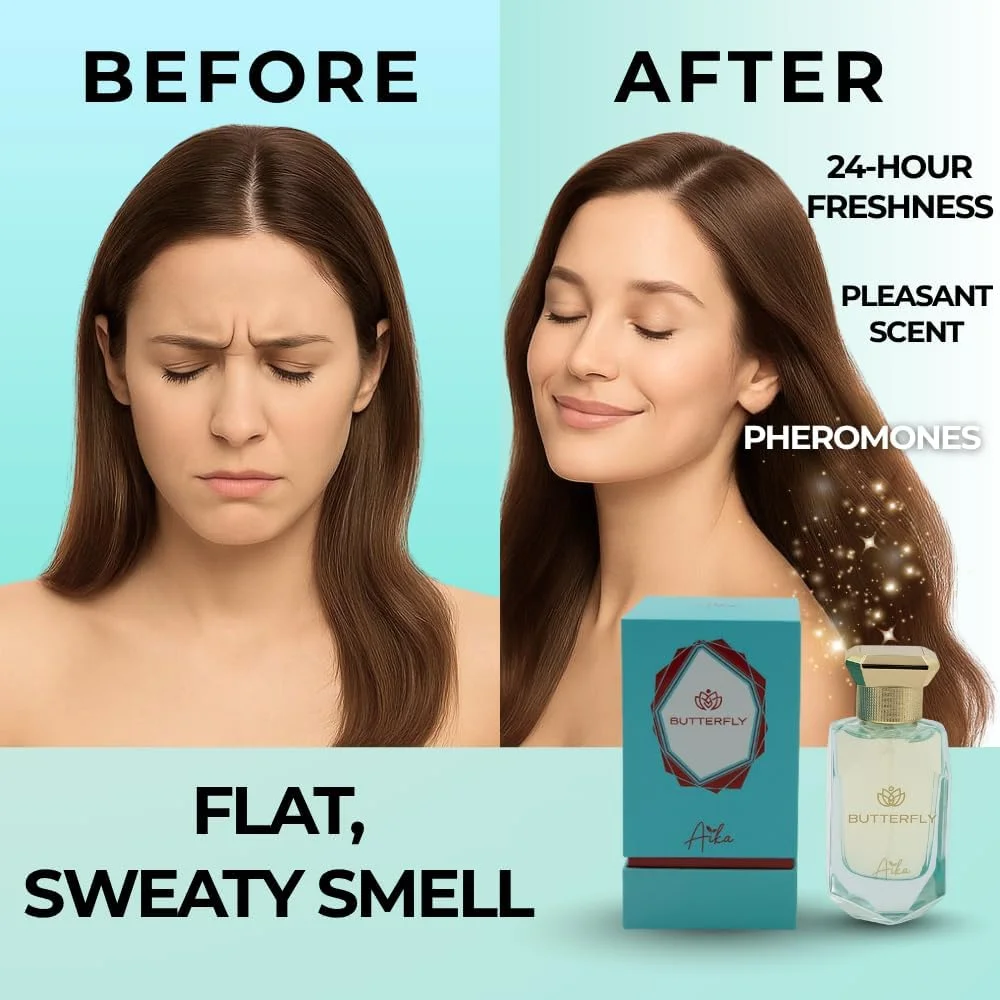عطر زنانه آیکا مدل Butterfly حجم 80 میلی لیتر، عطر ماندگار برای بدن و مو، عطر بدون الکل با رایحه چرم ادویه دار، نارنج تلخ و چوب عنبر با نت های عمیق چوبی عطر زنانه آیکا مدل Butterfly حجم 80 میلی لیتر، عطر ماندگار برای بدن و مو، عطر بدون الکل با رایحه چرم ادویه دار، نارنج تلخ و چوب عنبر با نت های عمیق چوبی