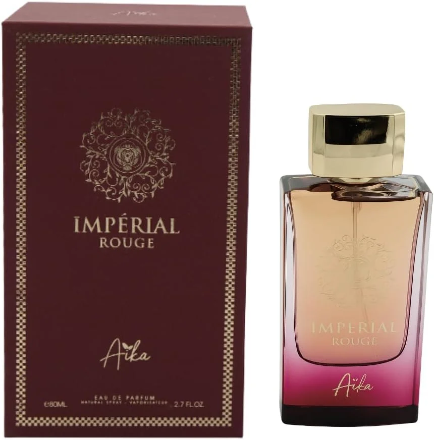 عطر زنانه آیکا مدل Imperial Rouge حجم 80 میلی لیتر، عطر ماندگار برای بدن و مو، عطر بدون الکل با رایحه زعفران، گل رز و چوب عنبر، ترکیبی از رایحه گل و ادویه