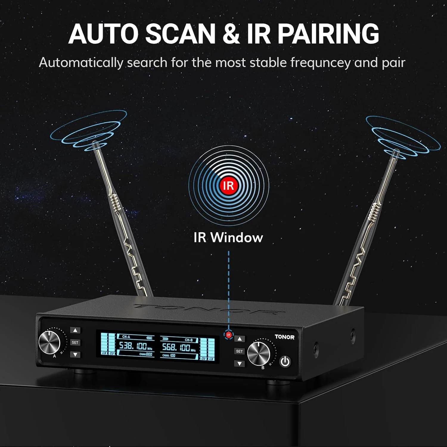 سیستم میکروفون بی سیم TONOR، اسکن و جفت شدن خودکار میکروفون کارائوکه UHF قابل شارژ، میکروفون بی سیم داینامیک حرفه ای 2x100 برای آواز خواندن کلیسا عروسی دی جی با حجم قابل تنظیم، بی صدا کردن سریع 262 فوت TW550 سیستم میکروفون بی سیم TONOR، اسکن و جفت شدن خودکار میکروفون کارائوکه UHF قابل شارژ، میکروفون بی سیم داینامیک حرفه ای 2x100 برای آواز خواندن کلیسا عروسی دی جی با حجم قابل تنظیم، بی صدا کردن سریع 262 فوت TW550