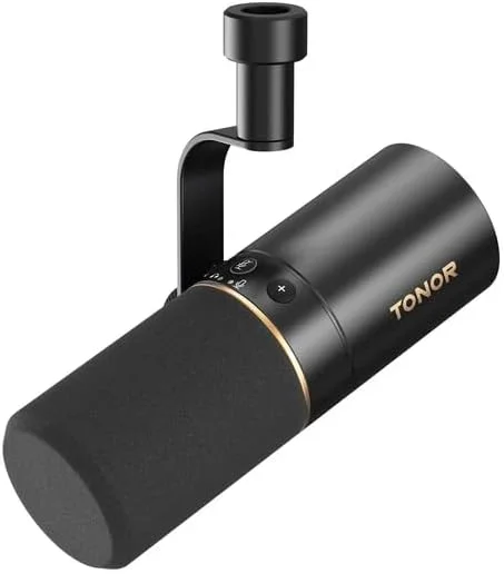 میکروفون دینامیک TONOR، میکروفون USB/XLR برای پادکست، ضبط صدا، پخش زنده و بازی، میکروفون استودیویی کاردیوید XLR برای موسیقی و صداگذاری با قطع صدای سریع، خروجی هدفون، کنترل صدا مدل TD510