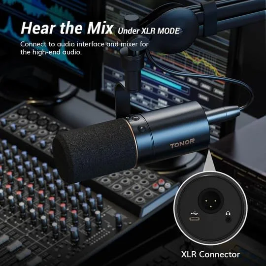 میکروفون دینامیک TONOR، میکروفون USB/XLR برای پادکست، ضبط صدا، پخش زنده و بازی، میکروفون استودیویی کاردیوید XLR برای موسیقی و صداگذاری با قطع صدای سریع، خروجی هدفون، کنترل صدا مدل TD510 میکروفون دینامیک TONOR، میکروفون USB/XLR برای پادکست، ضبط صدا، پخش زنده و بازی، میکروفون استودیویی کاردیوید XLR برای موسیقی و صداگذاری با قطع صدای سریع، خروجی هدفون، کنترل صدا مدل TD510
