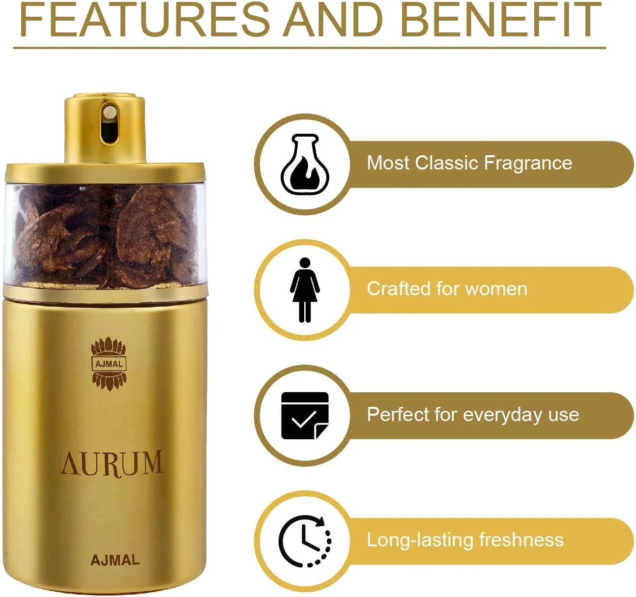 عطر اسپری زنانه ای‌جی‌ام‌ال Aurum Edp با رایحه میوه‌ای و گلی 75 میلی‌لیتر و عطر زنانه Sacrifice For Her Edp با رایحه گلی و مشکی 50 میلی‌لیتر