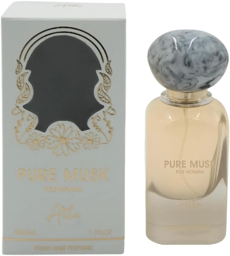 عطر زنانه آیکا مدل Pure Musk حجم 50 میلی لیتر، عطر ماندگار برای بدن و مو، عطر بدون الکل با رایحه مشک سفید، پودر نرم و رایحه های تمیز