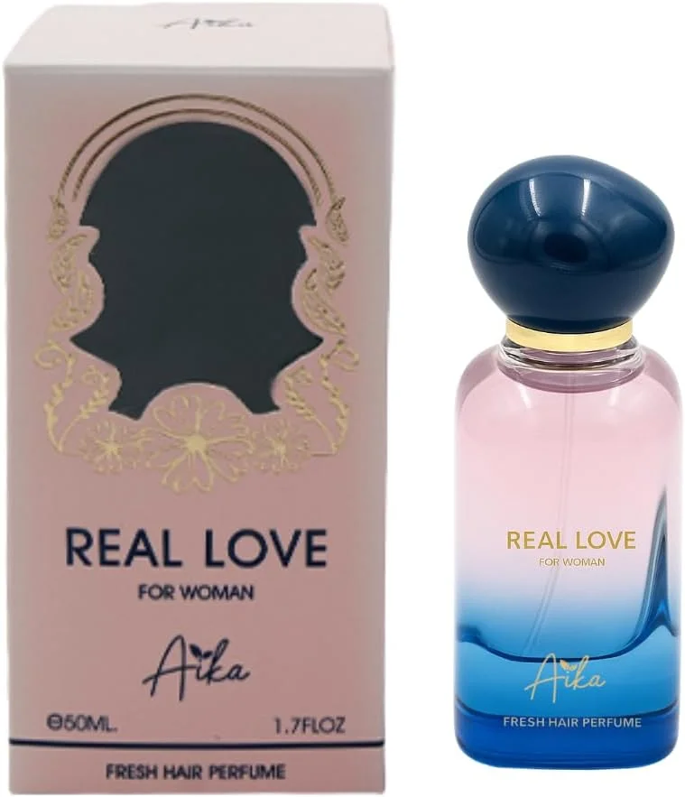 عطر زنانه آیکا مدل Real Love حجم 50 میلی لیتر، عطر ماندگار برای بدن و مو، عطر بدون الکل با رایحه شکوفه پرتقال، ترنج و گل مریم