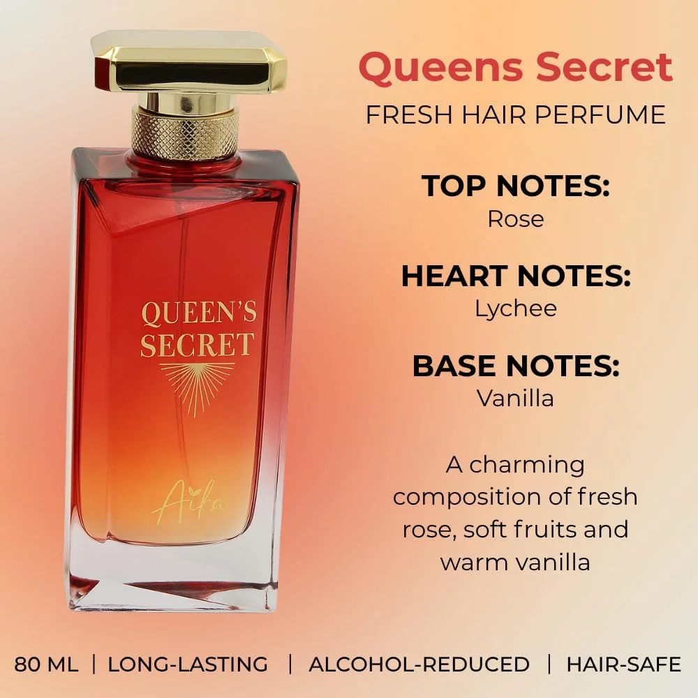 عطر زنانه آیکا مدل Queen’s Secret حجم 80 میلی لیتر، عطر ماندگار برای بدن و مو، عطر بدون الکل با رایحه شکوفه پرتقال، ترنج و گل مریم عطر زنانه آیکا مدل Queen’s Secret حجم 80 میلی لیتر، عطر ماندگار برای بدن و مو، عطر بدون الکل با رایحه شکوفه پرتقال، ترنج و گل مریم