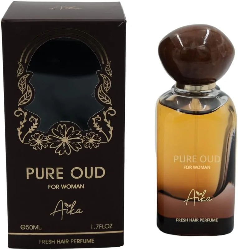 عطر زنانه عود خالص Aika 50ml، عطر ماندگار زنانه برای بدن و مو، عطرهای بدون الکل زنانه با ترکیب شرقی عود، کهربا و بخور