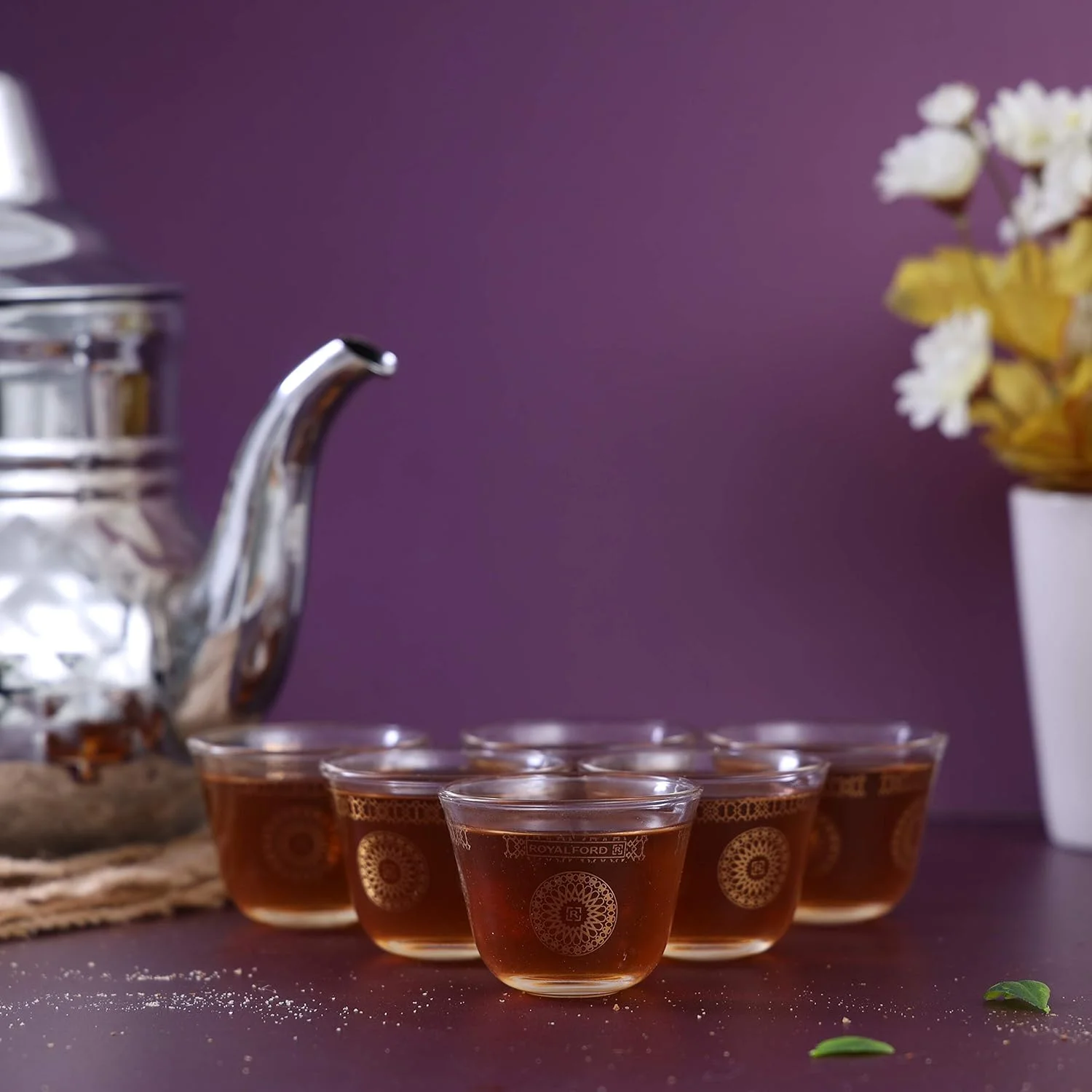 فنجان قهوه شیشه ای دیواره ضخیم 6 عددی رویال فورد، لیوان های دوجداره عایق حرارتی مقاوم در برابر حرارت، ماگ های حرارتی برای نوشیدنی های گرم و سرد، هدیه خانه نویی (لایا)