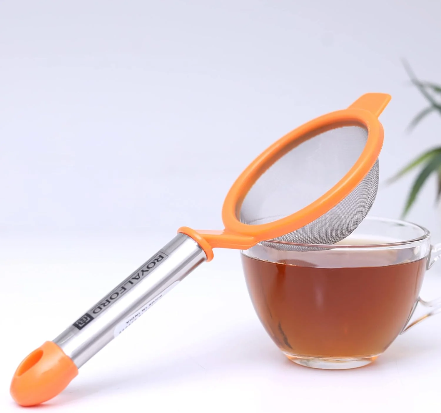 صافی چای RoyalFord با دسته استیل - RF11041 PP و توری استیل چند منظوره، مناسب مواد غذایی، چند رنگ