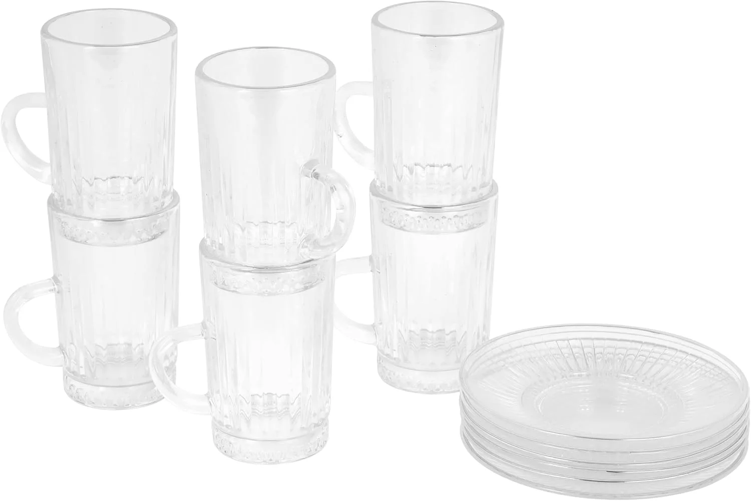 سرویس چای خوری 12 پارچه شیشه ای رویال فورد مدل RF12741 - شامل 6 فنجان و 6 نعلبکی، بدنه شفاف، دسته راحت، مقاوم در برابر خراش