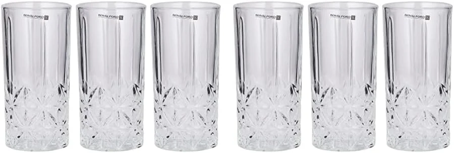 ست لیوان شیشه ای شفاف رویال فورد 360 میلی لیتر (12.0 اونس) - RF11662 چند منظوره، مناسب برای نوشیدنی های گرم و سرد مانند چای، قهوه، آب، آبمیوه، بسته 6 عددی