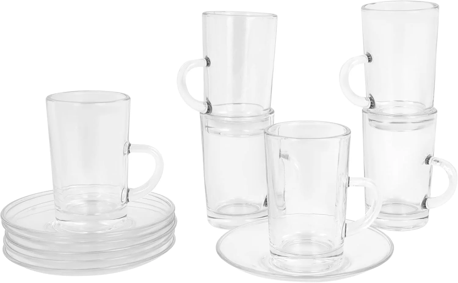 سرویس چای خوری 18 پارچه شیشه ای رویال فورد مدل RF12740 - شامل 6 فنجان 120 میلی لیتری، 6 فنجان قهوه خوری 65 میلی لیتری و 6 نعلبکی، بدنه شفاف، دسته راحت، مقاوم در برابر خراش، مناسب برای سرو قهوه