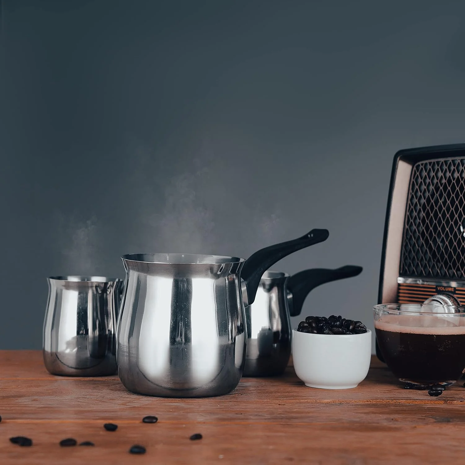 ست قهوه گرم کن رویال فورد، گرم کن استیل ضد زنگ، مینی قابلمه با دهانه ریختن شیر جوش ترک ساز، سس خوری کره ذوب کن نقره ای، 3 تکه، RF10675 ست قهوه گرم کن رویال فورد، گرم کن استیل ضد زنگ، مینی قابلمه با دهانه ریختن شیر جوش ترک ساز، سس خوری کره ذوب کن نقره ای، 3 تکه، RF10675
