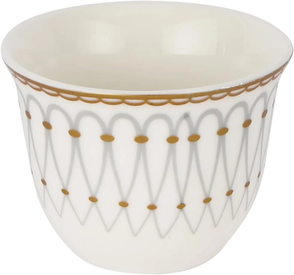 ست فنجان قهوه عربی رویال فورد 12 پارچه مدل RF12115، فنجان قهوه ترک، فنجان قهوه خوری چینی استخوانی، لیوان قهوه عربی، ست چای عربی، فنجان های تم عروسی 80 میلی لیتر
