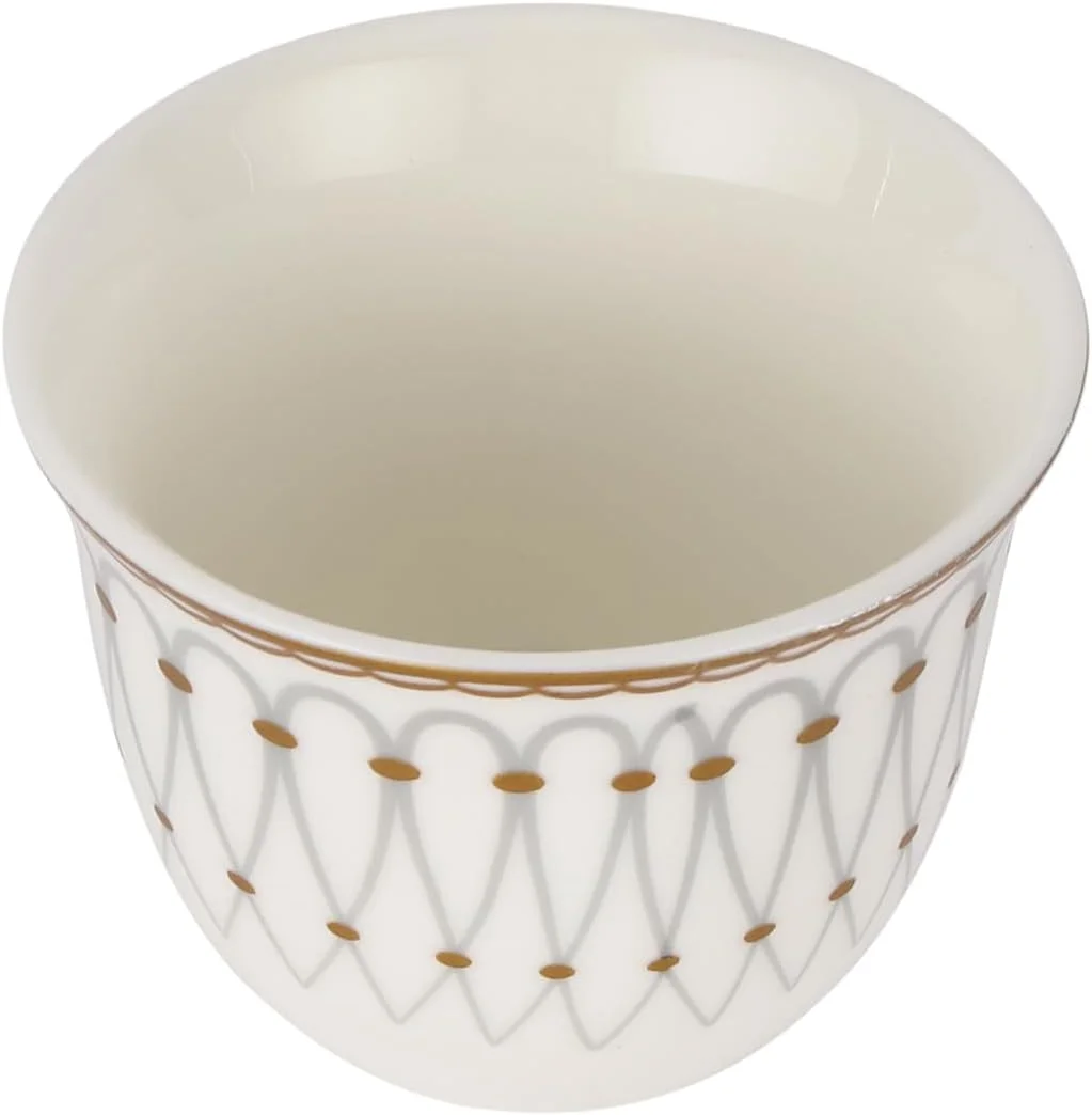 ست فنجان قهوه عربی رویال فورد 12 پارچه مدل RF12115، فنجان قهوه ترک، فنجان قهوه خوری چینی استخوانی، لیوان قهوه عربی، ست چای عربی، فنجان های تم عروسی 80 میلی لیتر