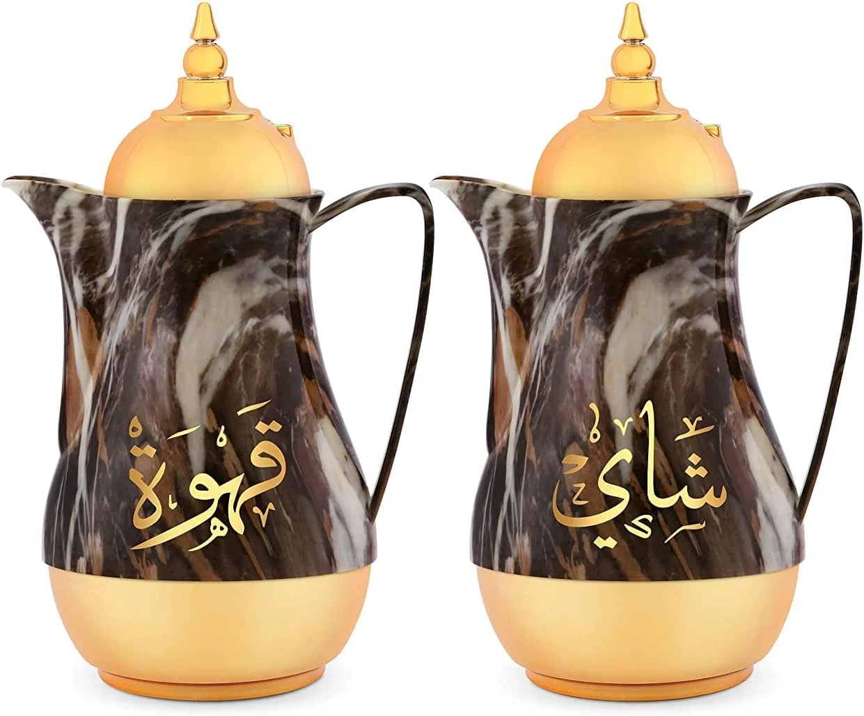 ست چای و قهوه مرمر رویال فورد 2 تکه، هر کدام 1 لیتر با جداره دوجداره شیشه ای صورتی، فلاسک قهوه عایق، قمقمه حرارتی - ضد نشت و حفظ حرارت و سرما