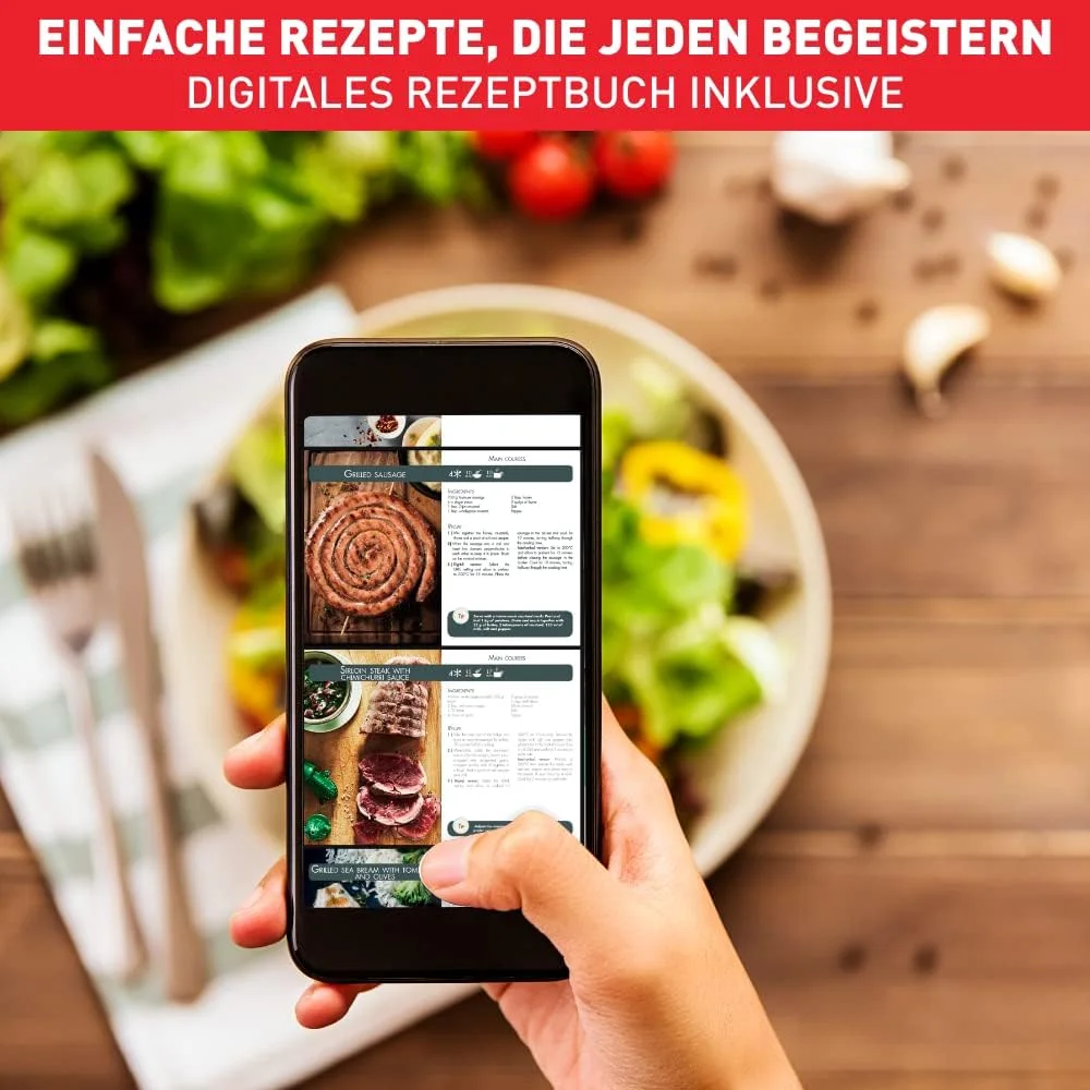 سرخ کن و گریل تفال مدل Fry & Grill Power 2-in-1 | 1400 وات | 4.2 لیتر | سرخ کن هوا + کتاب دستور پخت دیجیتال و کفگیر Ingenio | صفحه گریل آلومینیومی دایکاست | 8 برنامه پخت | مناسب تا 6 نفر سرخ کن و گریل تفال مدل Fry & Grill Power 2-in-1 | 1400 وات | 4.2 لیتر | سرخ کن هوا + کتاب دستور پخت دیجیتال و کفگیر Ingenio | صفحه گریل آلومینیومی دایکاست | 8 برنامه پخت | مناسب تا 6 نفر