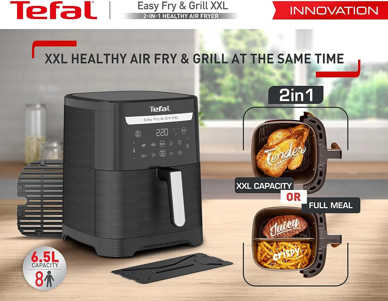 سرخ کن دیجیتال تفال مدل Ultra Fry، ظرفیت 6.5 لیتر، 8 برنامه پخت، خاکستری زغالی - EY8018EG، 1 سال گارانتی از گروه SEB سرخ کن دیجیتال تفال مدل Ultra Fry، ظرفیت 6.5 لیتر، 8 برنامه پخت، خاکستری زغالی - EY8018EG، 1 سال گارانتی از گروه SEB