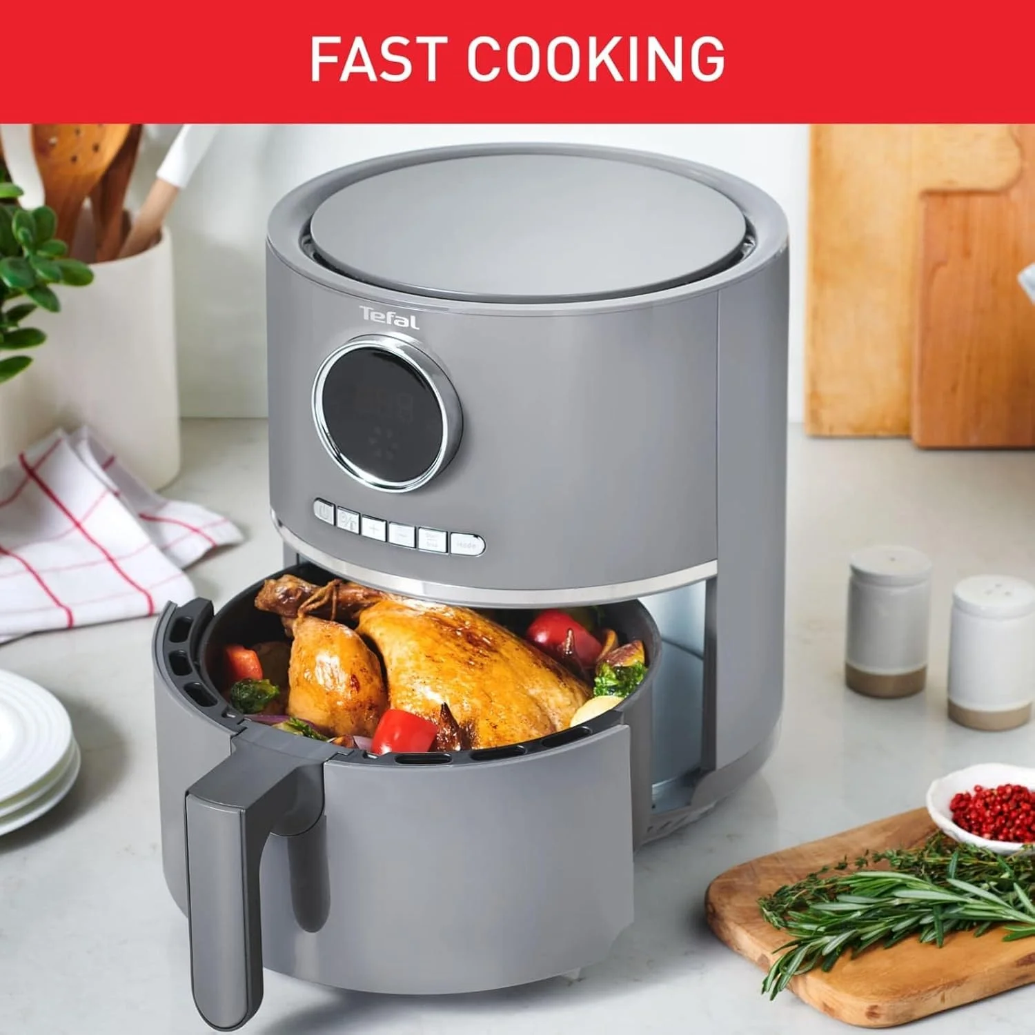 سرخ کن تفال مدل Air Fry Ultra، بدون نیاز به پیش گرمایش، 8 برنامه از پیش تعیین شده، پخت و پز سالم، فناوری سرخ کن بادی، 4.2 لیتر، رابط دیجیتال، دمای قابل تنظیم، تایمر، صرفه جویی در فضا، EY111B28 سرخ کن تفال مدل Air Fry Ultra، بدون نیاز به پیش گرمایش، 8 برنامه از پیش تعیین شده، پخت و پز سالم، فناوری سرخ کن بادی، 4.2 لیتر، رابط دیجیتال، دمای قابل تنظیم، تایمر، صرفه جویی در فضا، EY111B28