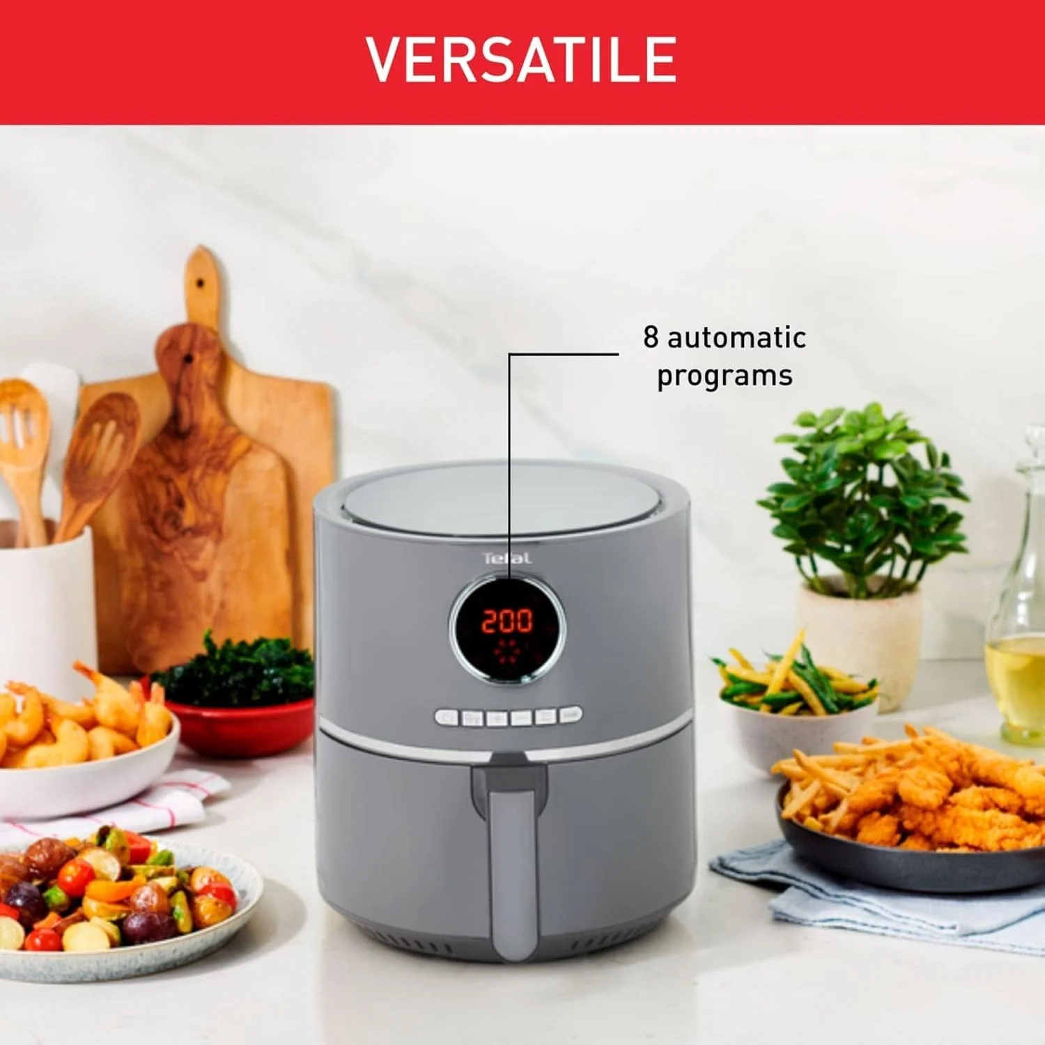 سرخ کن تفال مدل Air Fry Ultra، بدون نیاز به پیش گرمایش، 8 برنامه از پیش تعیین شده، پخت و پز سالم، فناوری سرخ کن بادی، 4.2 لیتر، رابط دیجیتال، دمای قابل تنظیم، تایمر، صرفه جویی در فضا، EY111B28 سرخ کن تفال مدل Air Fry Ultra، بدون نیاز به پیش گرمایش، 8 برنامه از پیش تعیین شده، پخت و پز سالم، فناوری سرخ کن بادی، 4.2 لیتر، رابط دیجیتال، دمای قابل تنظیم، تایمر، صرفه جویی در فضا، EY111B28