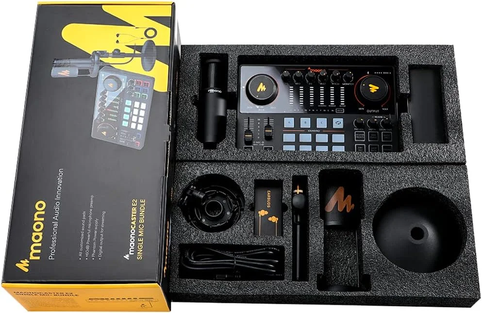 پکیج تجهیزات پادکست همه کاره Maonocaster AME2A با میکروفون کاندنسر XLR برای ضبط، استریم، صداگذاری، یوتیوب، کامپیوتر، گیتار - مشکی پکیج تجهیزات پادکست همه کاره Maonocaster AME2A با میکروفون کاندنسر XLR برای ضبط، استریم، صداگذاری، یوتیوب، کامپیوتر، گیتار - مشکی