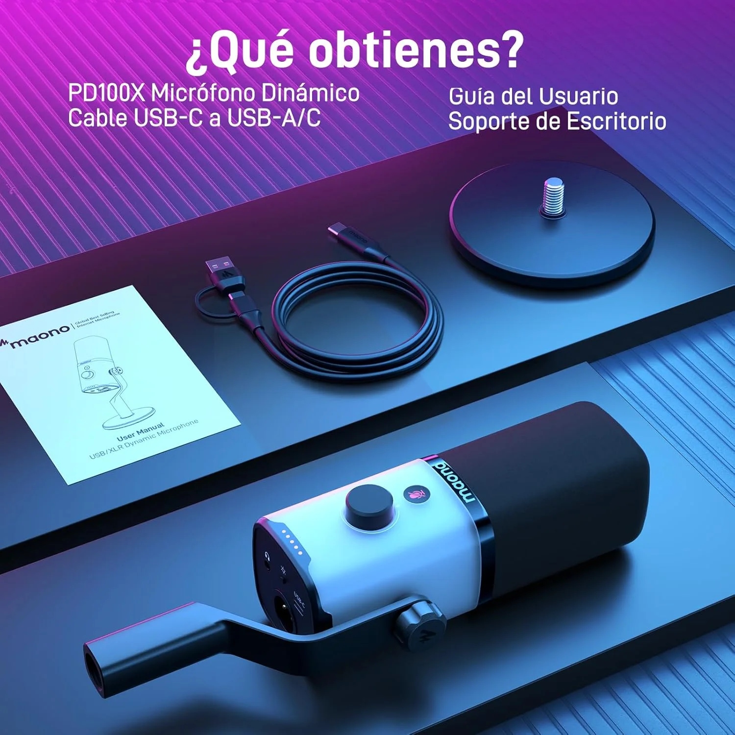 میکروفون گیمینگ USB XLR ماونو: میکروفون RGB داینامیک با نرم افزار برای استریمینگ، پادکست، ضبط صدا در یوتیوب، میکروفون کامپیوتر با حذف نویز، سکوت، گین، PD100X (RGB) میکروفون گیمینگ USB XLR ماونو: میکروفون RGB داینامیک با نرم افزار برای استریمینگ، پادکست، ضبط صدا در یوتیوب، میکروفون کامپیوتر با حذف نویز، سکوت، گین، PD100X (RGB)
