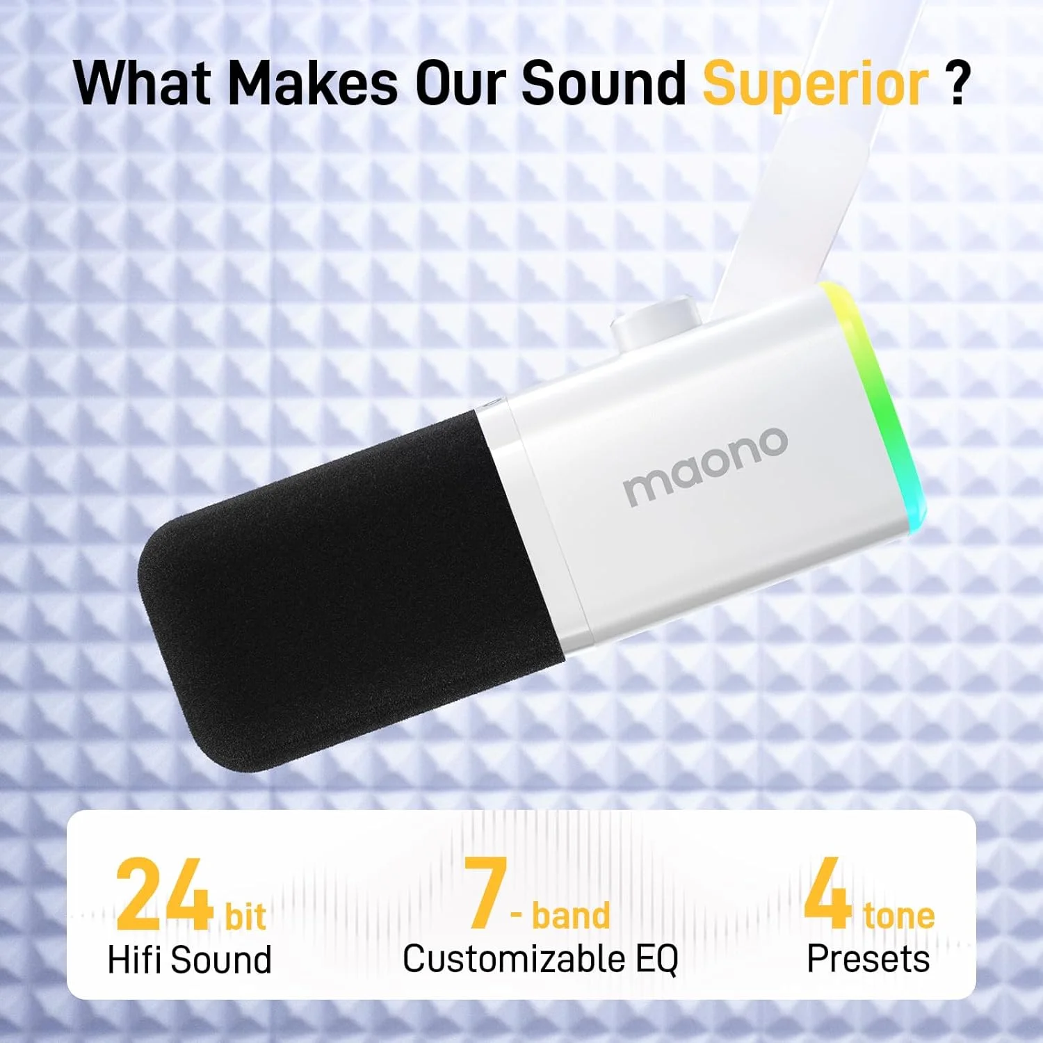 مجموعه میکروفون گیمینگ XLR/USB مانو، میکروفون دینامیک کامپیوتر با بازو، RGB، نرم افزار، دکمه قطع صدا، کنترل گین، برای بازی های کامپیوتری، استریمینگ، ضبط، PS4/5 Mac Mixer (PD100XS سفید)