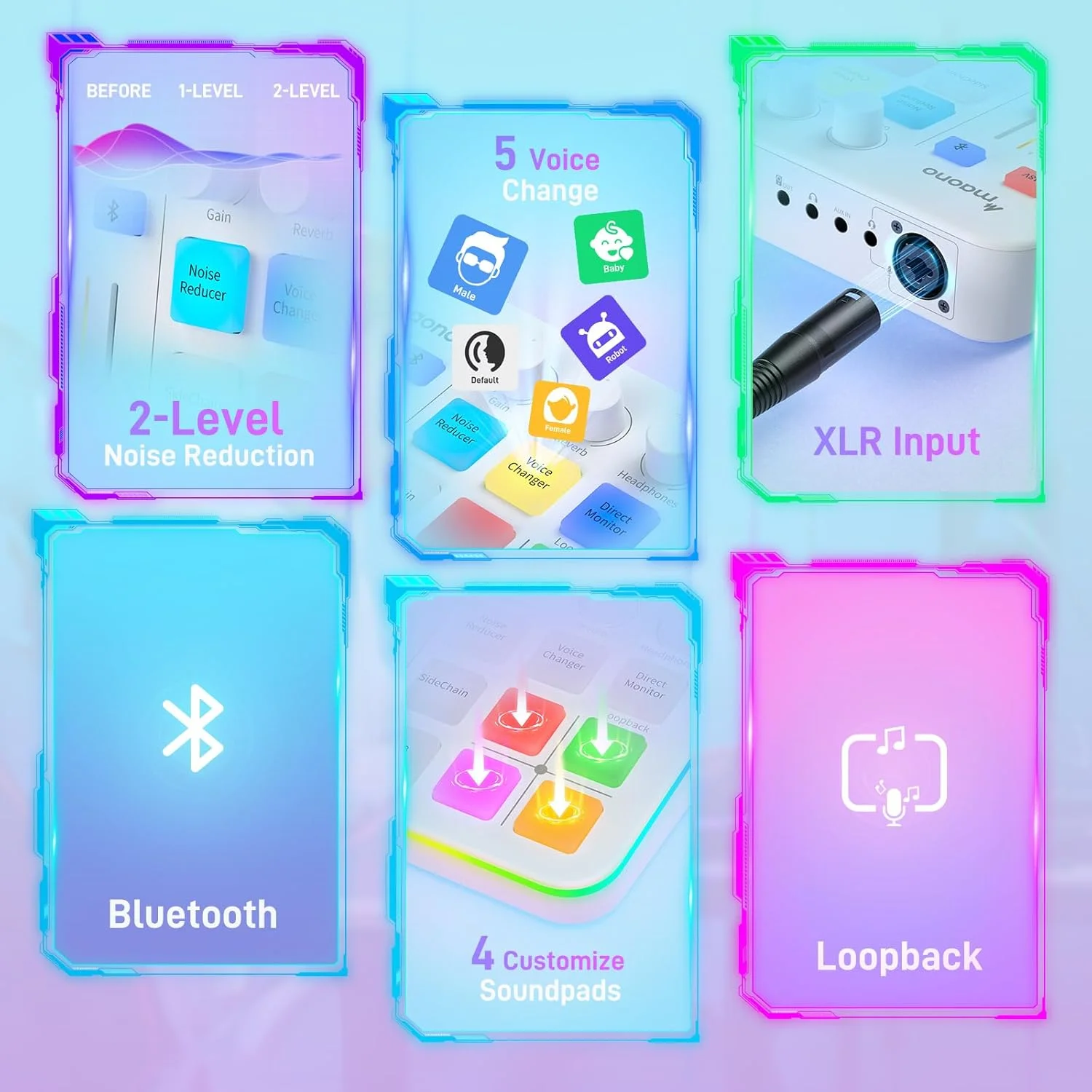 میکسر صوتی MAONO، کارت صدای حرفه ای با پری امپ، RGB، بلوتوث، فانتوم پاور 48 ولت برای پخش زنده، پادکست، تولید محتوا، بازی - MaonoCaster G1 NEO (سفید) میکسر صوتی MAONO، کارت صدای حرفه ای با پری امپ، RGB، بلوتوث، فانتوم پاور 48 ولت برای پخش زنده، پادکست، تولید محتوا، بازی - MaonoCaster G1 NEO (سفید)