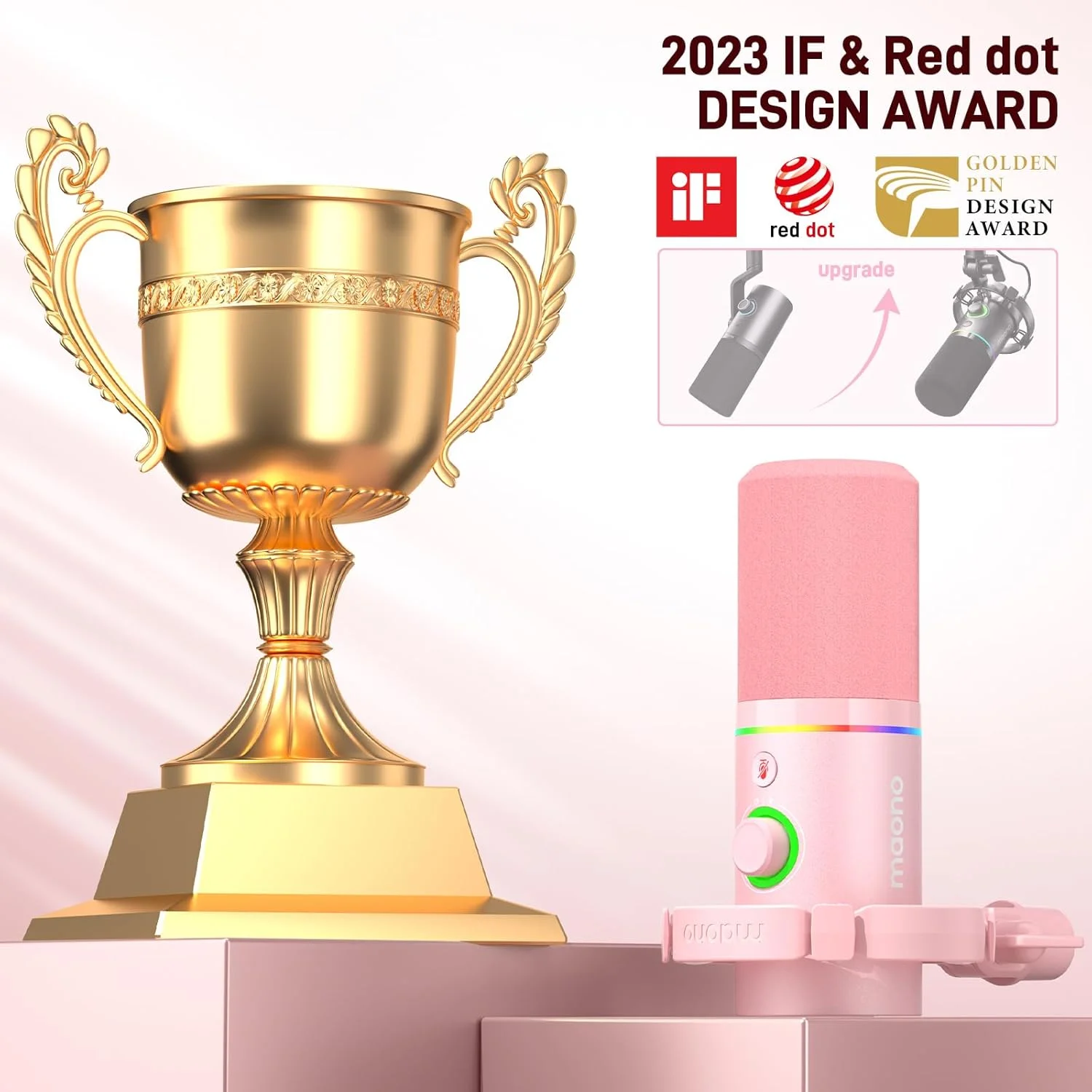کیت میکروفون داینامیک XLR/USB مائونو، میکروفون گیمینگ RGB با نرمافزار، بیصدا کردن، دکمه تنظیم گین، کنترل صدا، بازوی بوم برای استریم، پادکست، صداگذاری، ضبط - PD200XS صورتی کیت میکروفون داینامیک XLR/USB مائونو، میکروفون گیمینگ RGB با نرمافزار، بیصدا کردن، دکمه تنظیم گین، کنترل صدا، بازوی بوم برای استریم، پادکست، صداگذاری، ضبط - PD200XS صورتی