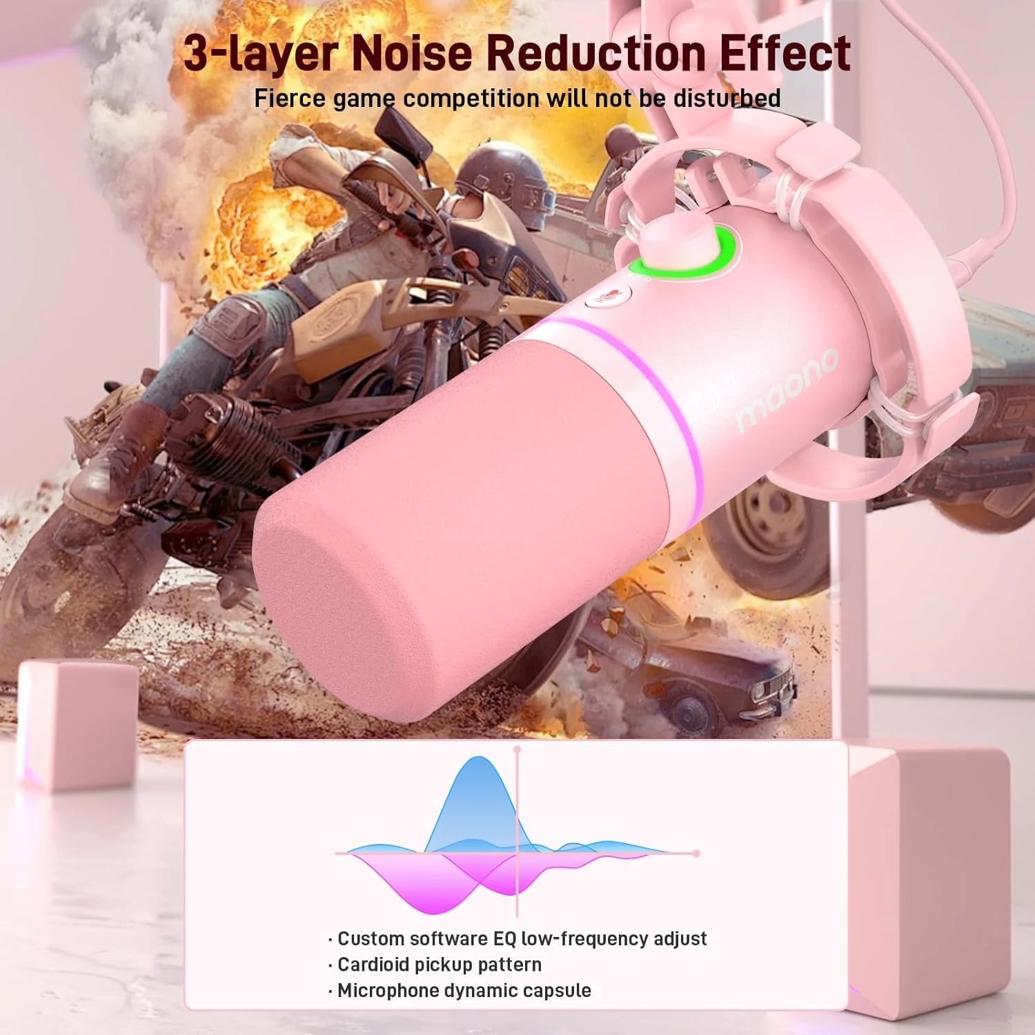کیت میکروفون داینامیک XLR/USB مائونو، میکروفون گیمینگ RGB با نرمافزار، بیصدا کردن، دکمه تنظیم گین، کنترل صدا، بازوی بوم برای استریم، پادکست، صداگذاری، ضبط - PD200XS صورتی کیت میکروفون داینامیک XLR/USB مائونو، میکروفون گیمینگ RGB با نرمافزار، بیصدا کردن، دکمه تنظیم گین، کنترل صدا، بازوی بوم برای استریم، پادکست، صداگذاری، ضبط - PD200XS صورتی