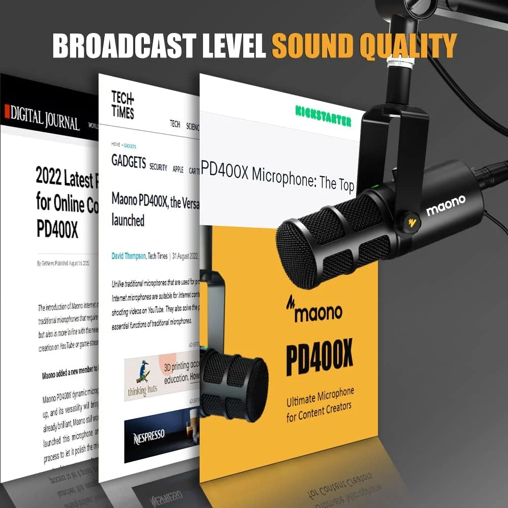 میکروفون دینامیک MAONO، میکروفون USB/XLR پادکست PC با نرم افزار، EQ، قابلیت قطع صدا با لمس، جک هدفون، دکمه تنظیم گین و کنترل صدا، میکروفون استودیویی برای پخش، ضبط، استریم و بازی (PD400X) میکروفون دینامیک MAONO، میکروفون USB/XLR پادکست PC با نرم افزار، EQ، قابلیت قطع صدا با لمس، جک هدفون، دکمه تنظیم گین و کنترل صدا، میکروفون استودیویی برای پخش، ضبط، استریم و بازی (PD400X)