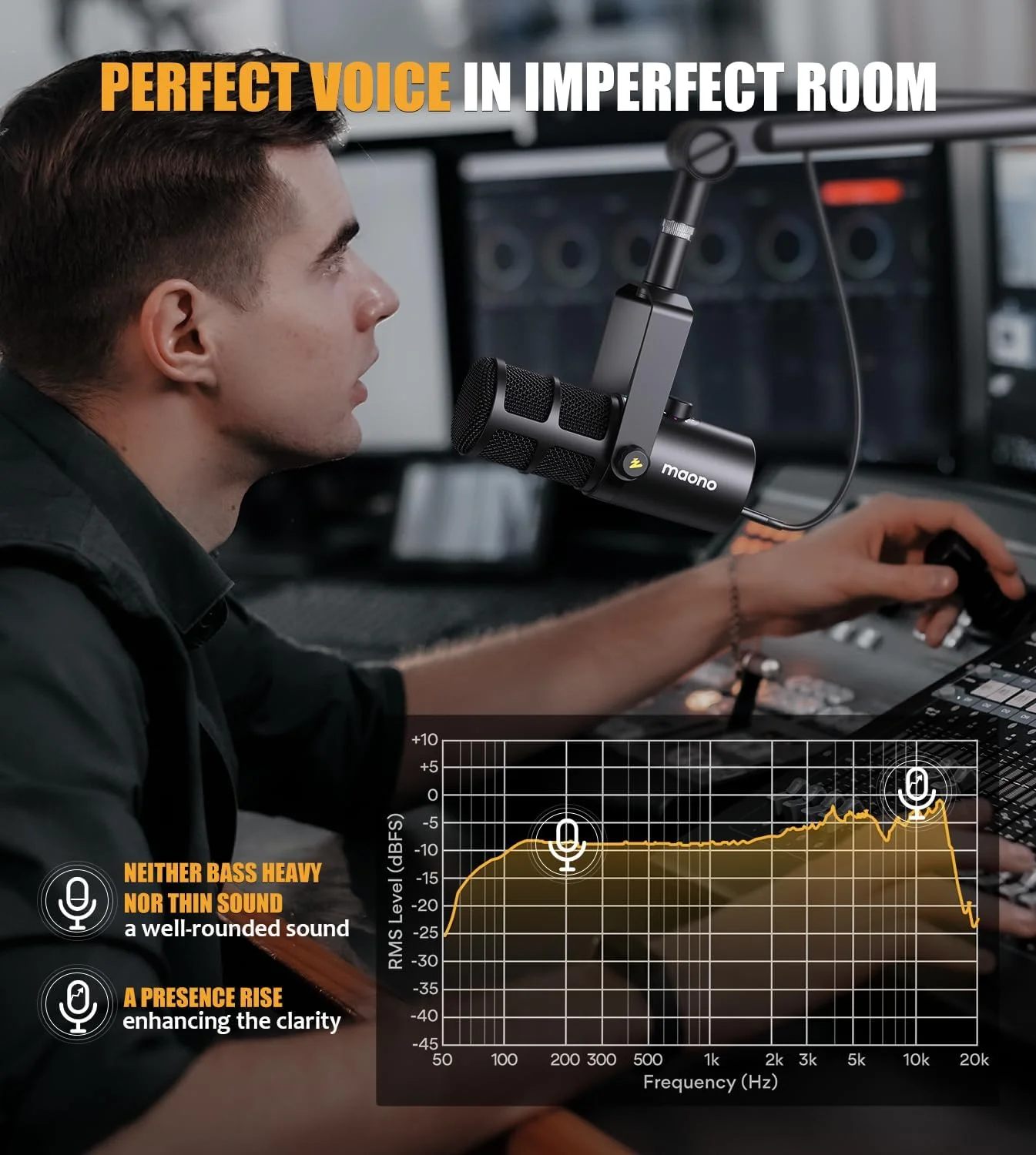 میکروفون دینامیک MAONO، میکروفون USB/XLR پادکست PC با نرم افزار، EQ، قابلیت قطع صدا با لمس، جک هدفون، دکمه تنظیم گین و کنترل صدا، میکروفون استودیویی برای پخش، ضبط، استریم و بازی (PD400X) میکروفون دینامیک MAONO، میکروفون USB/XLR پادکست PC با نرم افزار، EQ، قابلیت قطع صدا با لمس، جک هدفون، دکمه تنظیم گین و کنترل صدا، میکروفون استودیویی برای پخش، ضبط، استریم و بازی (PD400X)