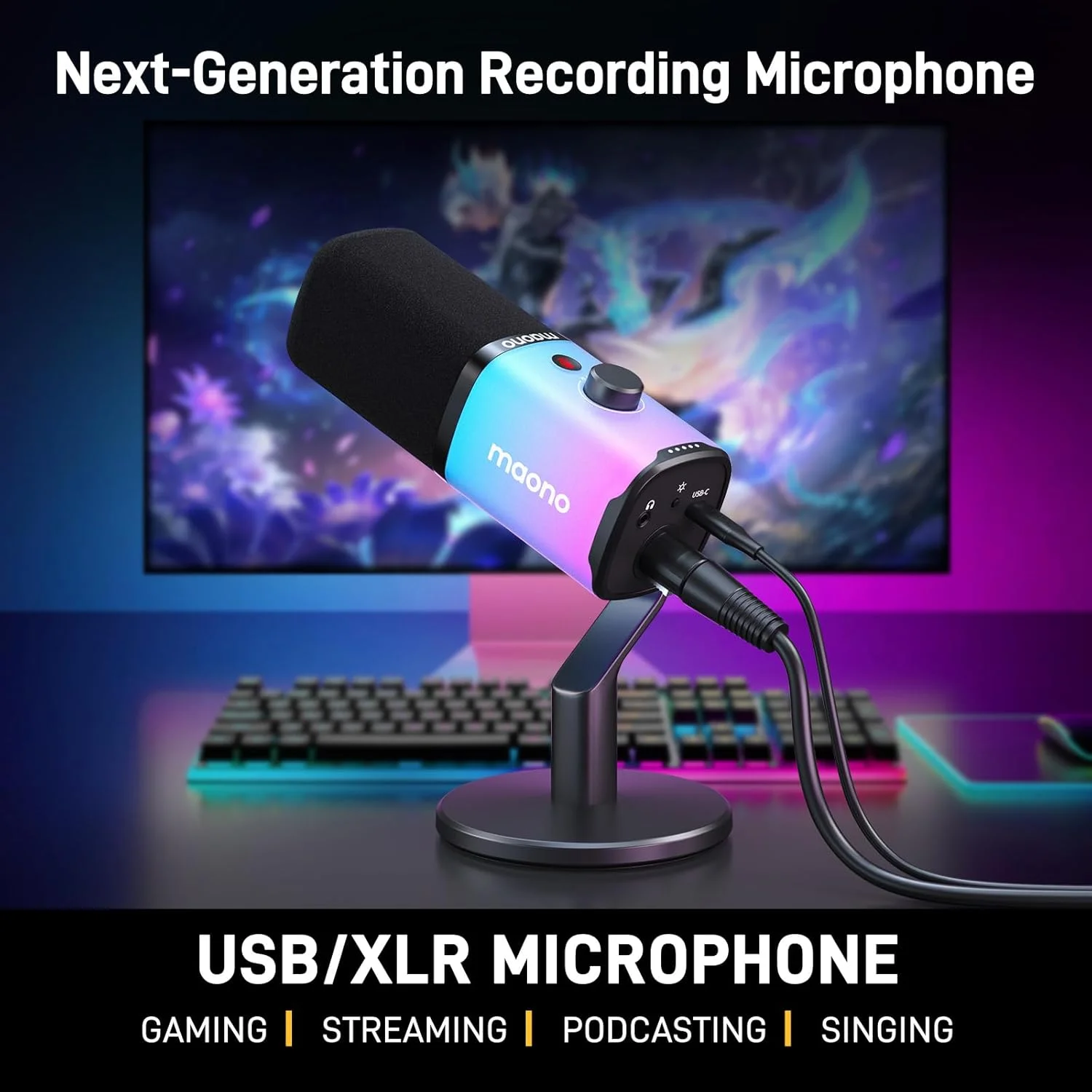 میکروفون گیمینگ داینامیک USB/XLR مائونو مدل PD100X با نرمافزار، میکروفون کامپیوتر با نور RGB، دکمه بیصدا، کنترل گین و صدا، مانیتور، پایه رومیزی برای استریم، ضبط و یوتیوب میکروفون گیمینگ داینامیک USB/XLR مائونو مدل PD100X با نرمافزار، میکروفون کامپیوتر با نور RGB، دکمه بیصدا، کنترل گین و صدا، مانیتور، پایه رومیزی برای استریم، ضبط و یوتیوب