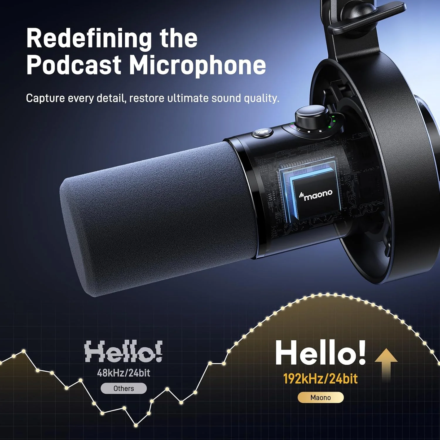 میکروفون پادکست MAONO PD300X - میکروفون XLR/USB با قابلیت حذف نویز، صدای Hi-Fi 192kHz/24Bit، دکمه قطع صدا، نرم افزار Link. برای پادکست، استریمینگ، ضبط استودیویی میکروفون پادکست MAONO PD300X - میکروفون XLR/USB با قابلیت حذف نویز، صدای Hi-Fi 192kHz/24Bit، دکمه قطع صدا، نرم افزار Link. برای پادکست، استریمینگ، ضبط استودیویی