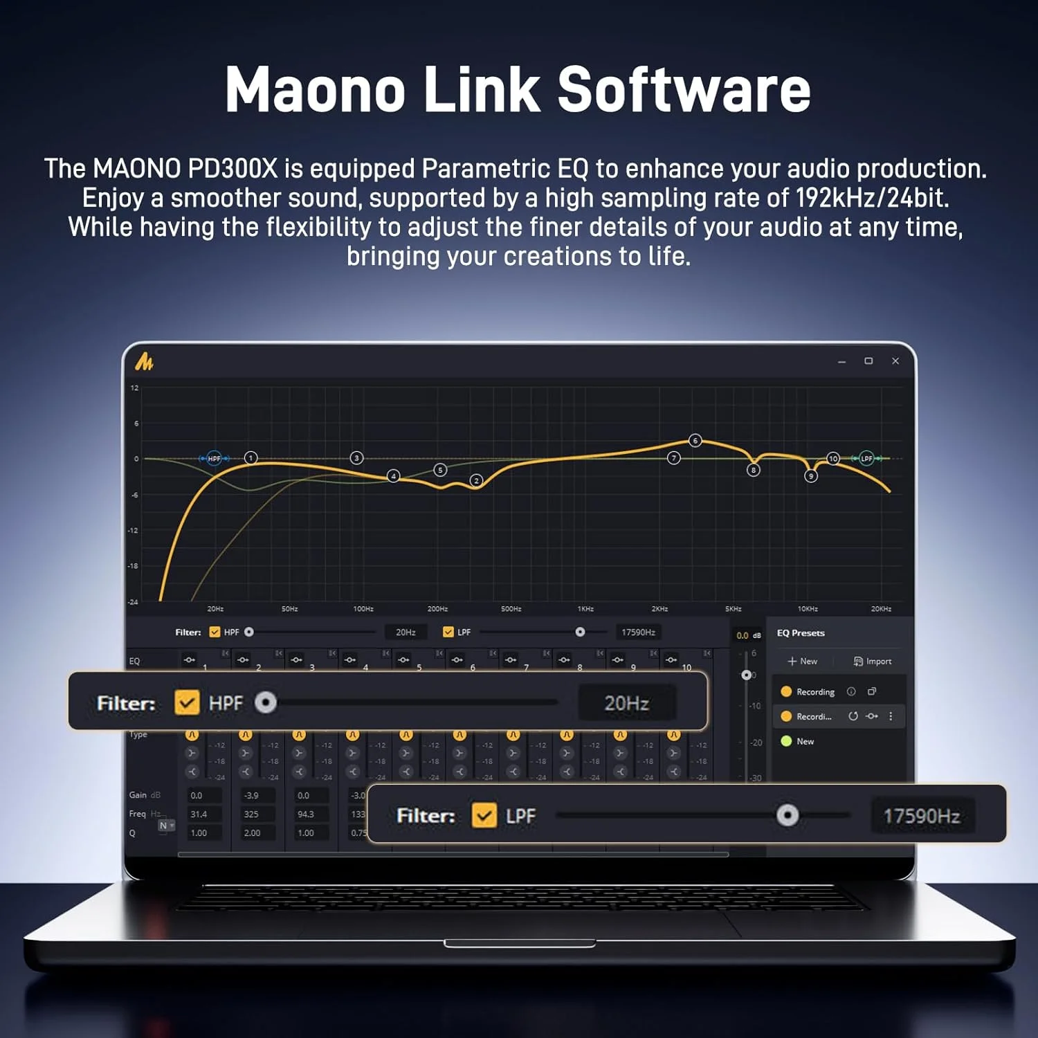 میکروفون پادکست MAONO PD300X - میکروفون XLR/USB با قابلیت حذف نویز، صدای Hi-Fi 192kHz/24Bit، دکمه قطع صدا، نرم افزار Link. برای پادکست، استریمینگ، ضبط استودیویی میکروفون پادکست MAONO PD300X - میکروفون XLR/USB با قابلیت حذف نویز، صدای Hi-Fi 192kHz/24Bit، دکمه قطع صدا، نرم افزار Link. برای پادکست، استریمینگ، ضبط استودیویی