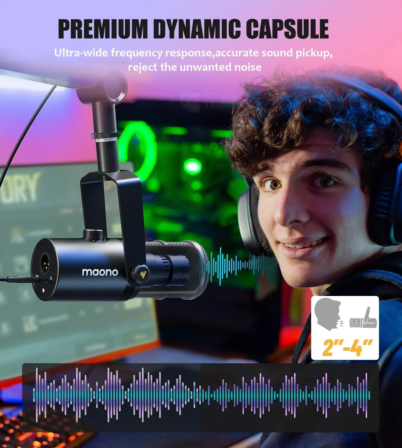 میکروفون دینامیک MAONO، میکروفون USB/XLR پادکست PC با نرم افزار، EQ، قابلیت قطع صدا با لمس، جک هدفون، دکمه تنظیم گین و کنترل صدا، میکروفون استودیویی برای پخش، ضبط، استریم و بازی (PD400X) میکروفون دینامیک MAONO، میکروفون USB/XLR پادکست PC با نرم افزار، EQ، قابلیت قطع صدا با لمس، جک هدفون، دکمه تنظیم گین و کنترل صدا، میکروفون استودیویی برای پخش، ضبط، استریم و بازی (PD400X)