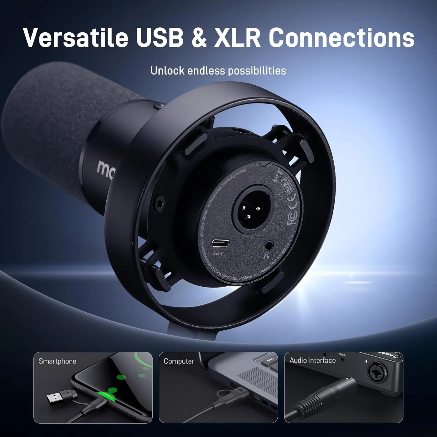 میکروفون پادکست MAONO PD300X - میکروفون XLR/USB با قابلیت حذف نویز، صدای Hi-Fi 192kHz/24Bit، دکمه قطع صدا، نرم افزار Link. برای پادکست، استریمینگ، ضبط استودیویی میکروفون پادکست MAONO PD300X - میکروفون XLR/USB با قابلیت حذف نویز، صدای Hi-Fi 192kHz/24Bit، دکمه قطع صدا، نرم افزار Link. برای پادکست، استریمینگ، ضبط استودیویی